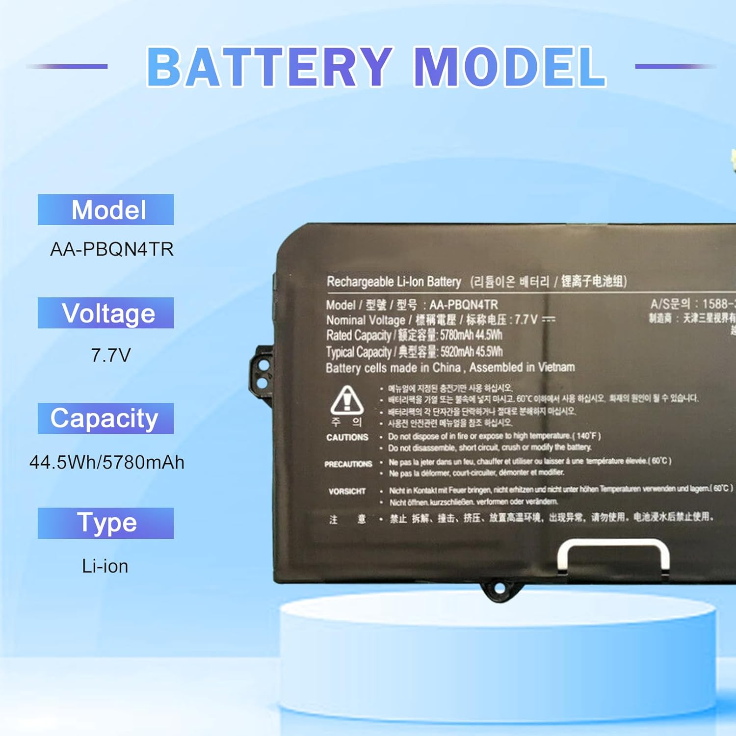 Espacio AA-PBQN4TR – Batería de repuesto para laptop Samsung Galaxy Chromebook 2 XE530QDA XE530QDA-KA1US XE530QDA-KA2US XE530QDA-KB1US