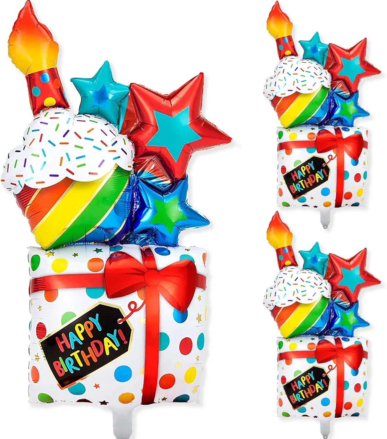 Globo de feliz cumpleaños, 3 globos impresos de feliz cumpleaños de 43 pulgadas, globo grueso grande de Mylar para fiesta de cumpleaños, suministros