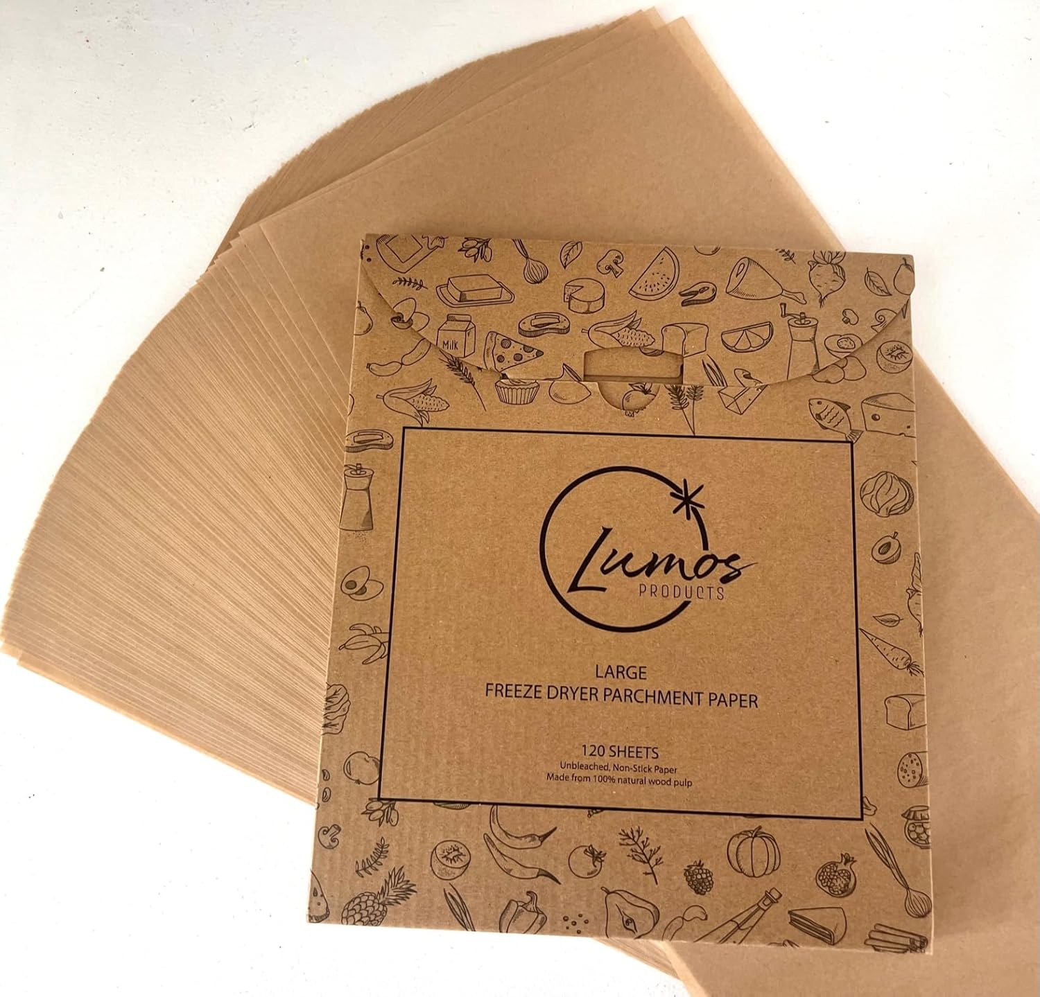 Lumos Products, Papel pergamino para liofilizar, ajuste personalizado para bandejas grandes de cosecha y se mantienen frescas, pulpa de madera 100%