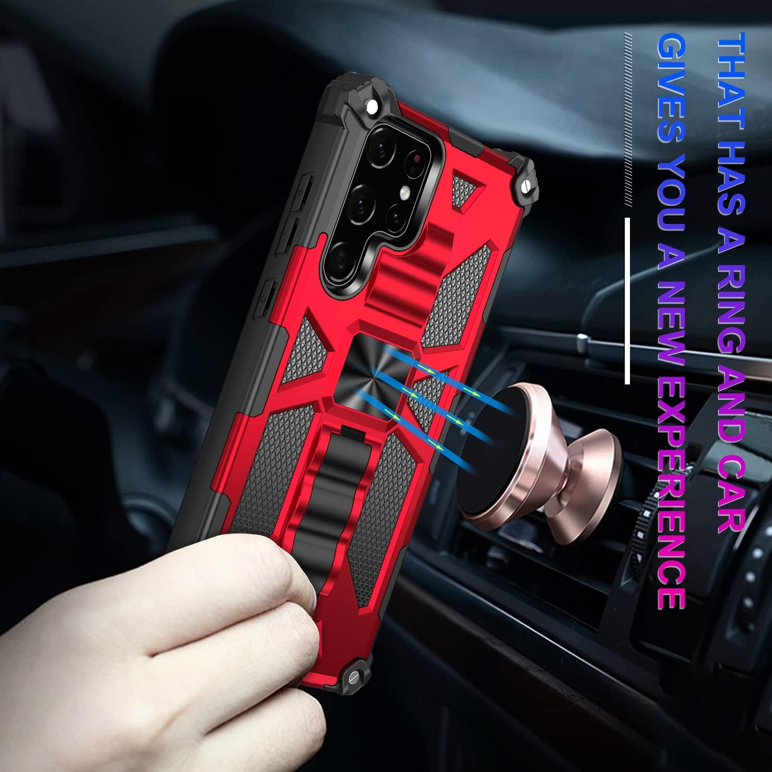 Asuwish Funda para Samsung Galaxy S22 Ultra 5G con protector de pantalla de vidrio templado y accesorios para celular, función atril, protección de