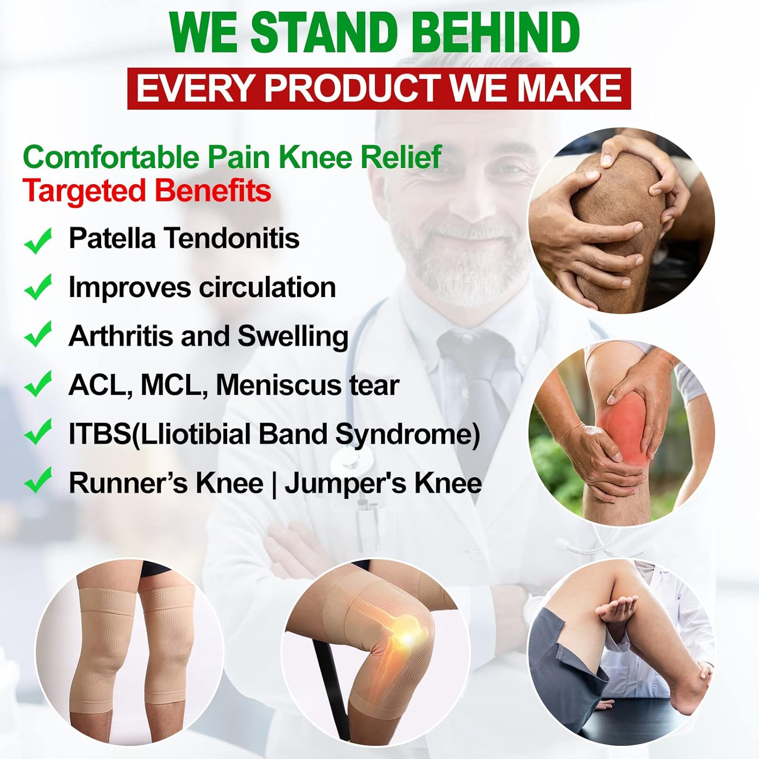 KEKING Soporte ortopédico para tendinitis, artritis, ACL, MCL, recuperación de lesiones, desgarro de menisco, dolor de rodilla, dolor de rodillas,