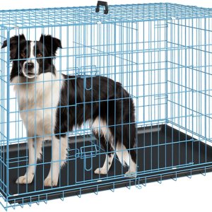 FDW Jaula para perros, jaula para perros grandes, jaula plegable de metal para mascotas, doble puerta con panel divisor, para interiores y FDW Jaula para perros, jaula para perros grandes, jaula plegable de metal para mascotas, doble puerta con panel divisor, para interiores y