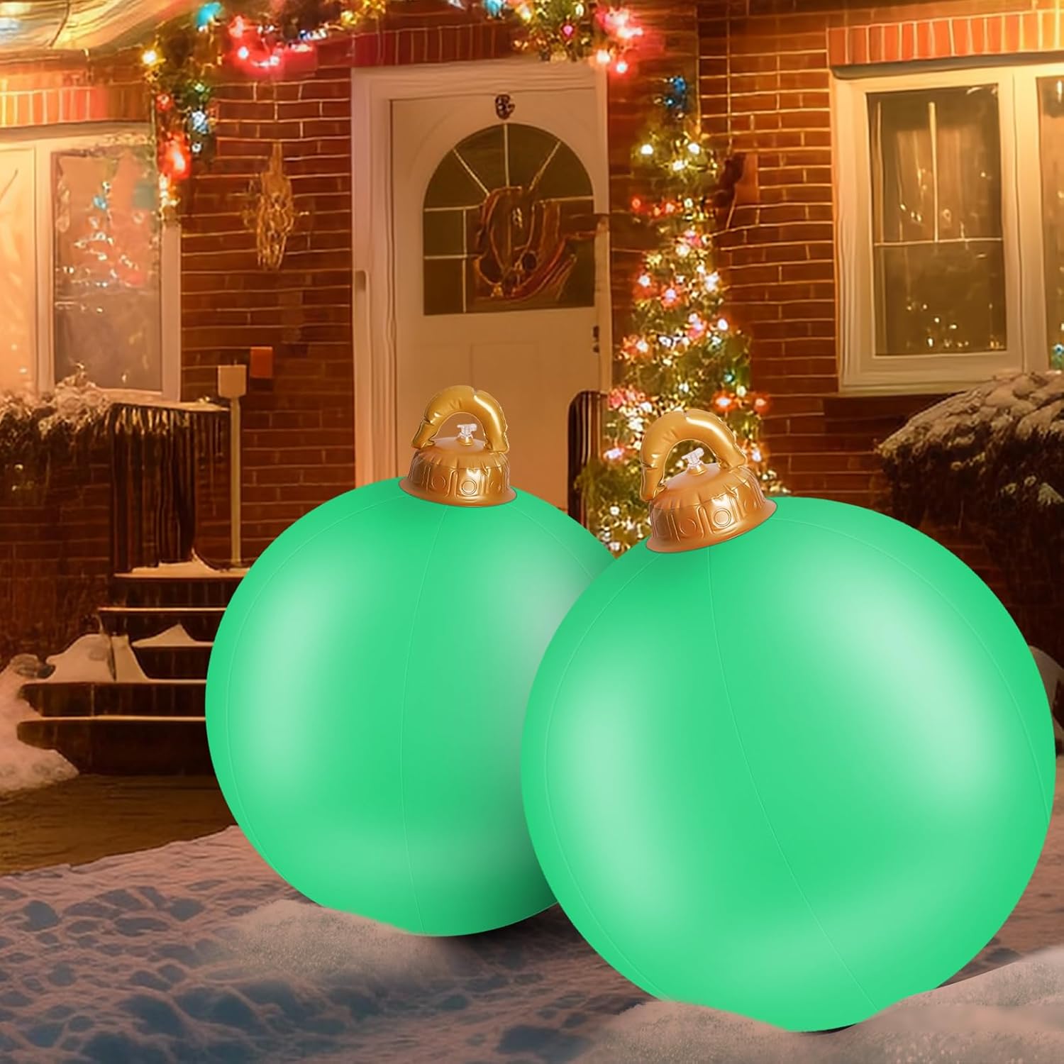 1 adornos inflables de Navidad de 24 pulgadas, adornos gigantes de Navidad de PVC, bolas de adornos de Navidad de gran tamaño para exteriores,