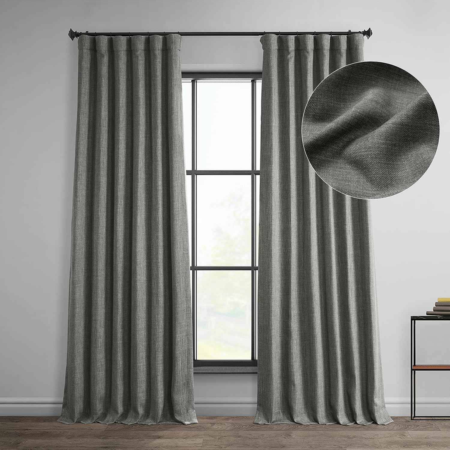 HPD Half Price Drapes – Cortina de lino sintético para oscurecer la habitación, dormitorio y sala de estar, 1panel, 50pulgadas de ancho x
