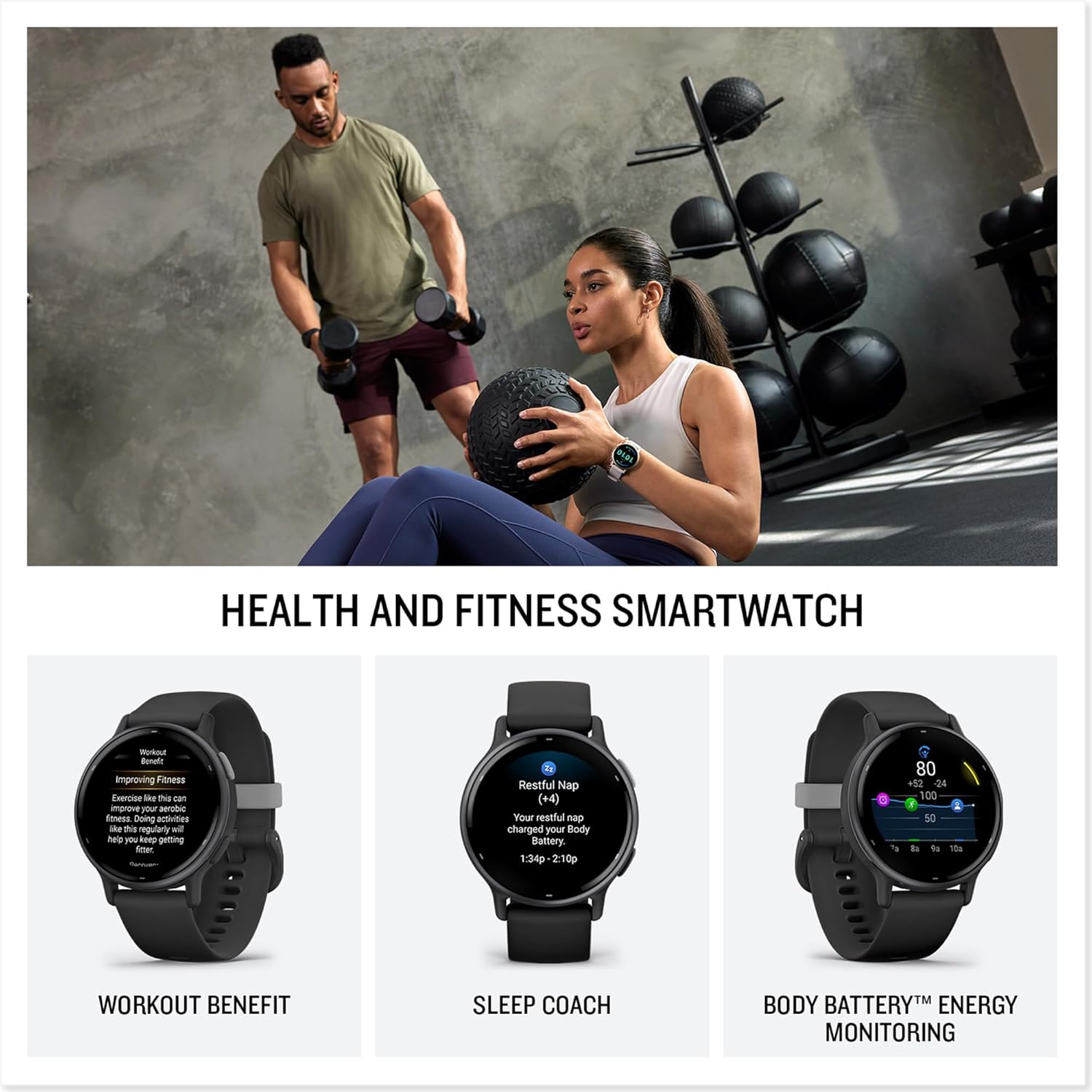 Garmin vívoactive 5, reloj inteligente GPS de salud y fitness, pantalla AMOLED, hasta 11 días de batería, azul marino