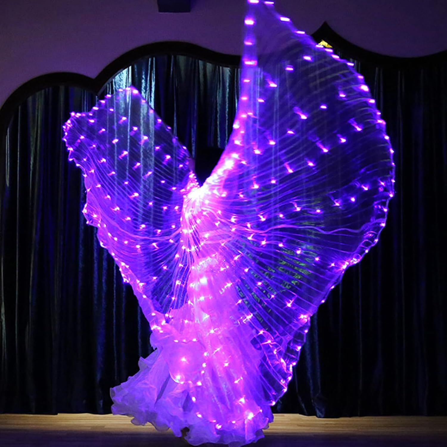 Alas LED Isis – Alas de danza del vientre con palos, alas de mariposa LED resplandecientes para danza de ángel