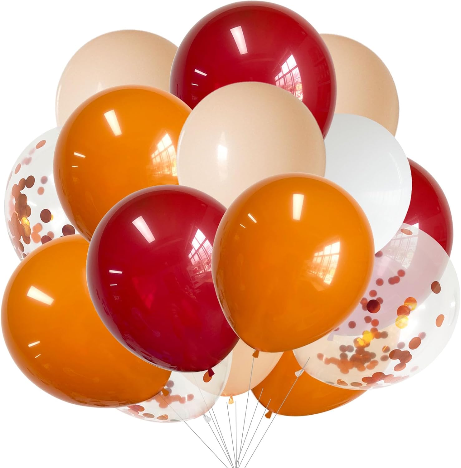 ANSOMO Globos de látex de terracota de 12 pulgadas, 60 piezas retro polvoriento, naranja quemado, borgoña, rojo vino, rubor, nude, blanco,