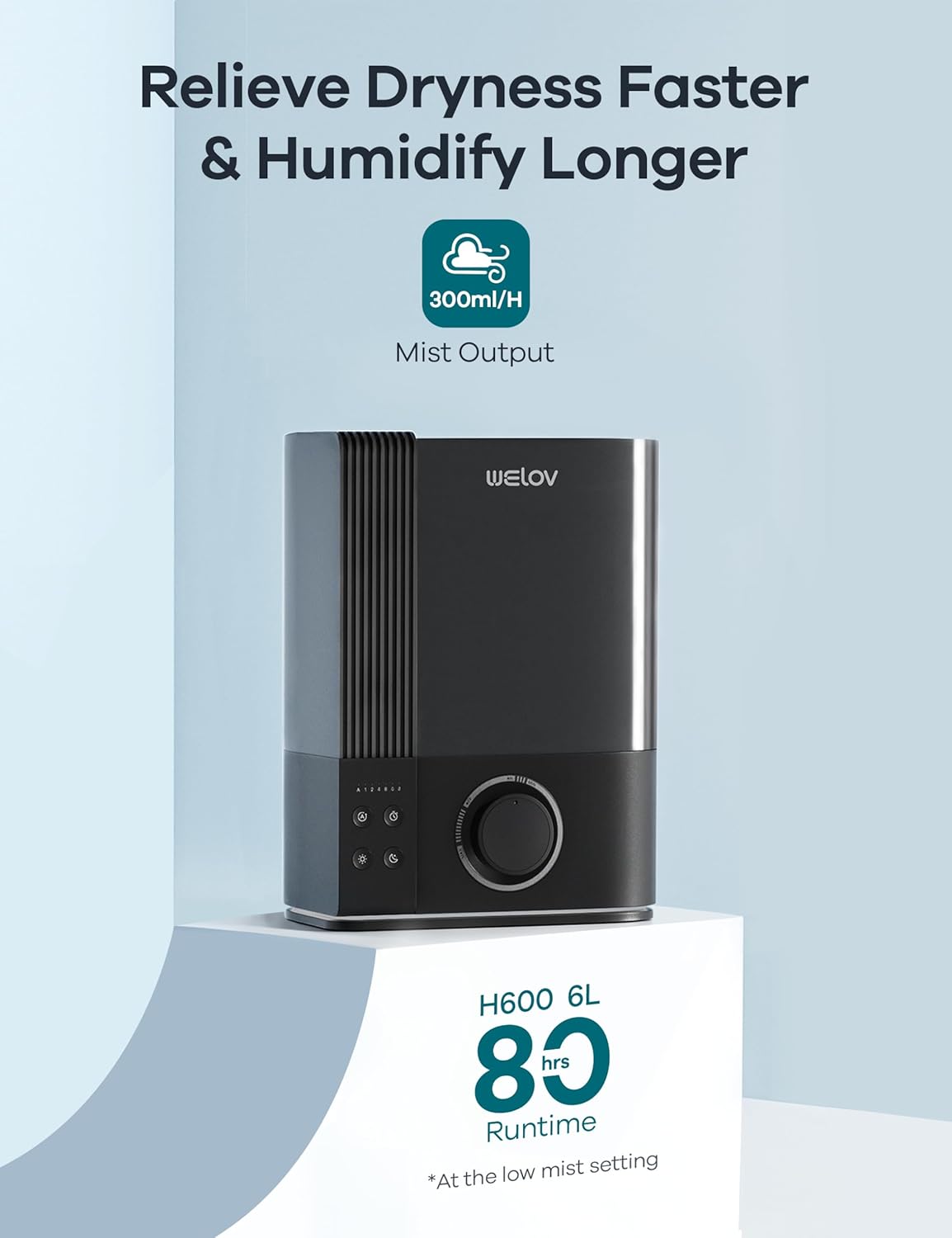 WELOV Humidificadores de 6L para habitaciones grandes, humidificadores de niebla fría de llenado superior para dormitorio, hogar, oficina, bebé y