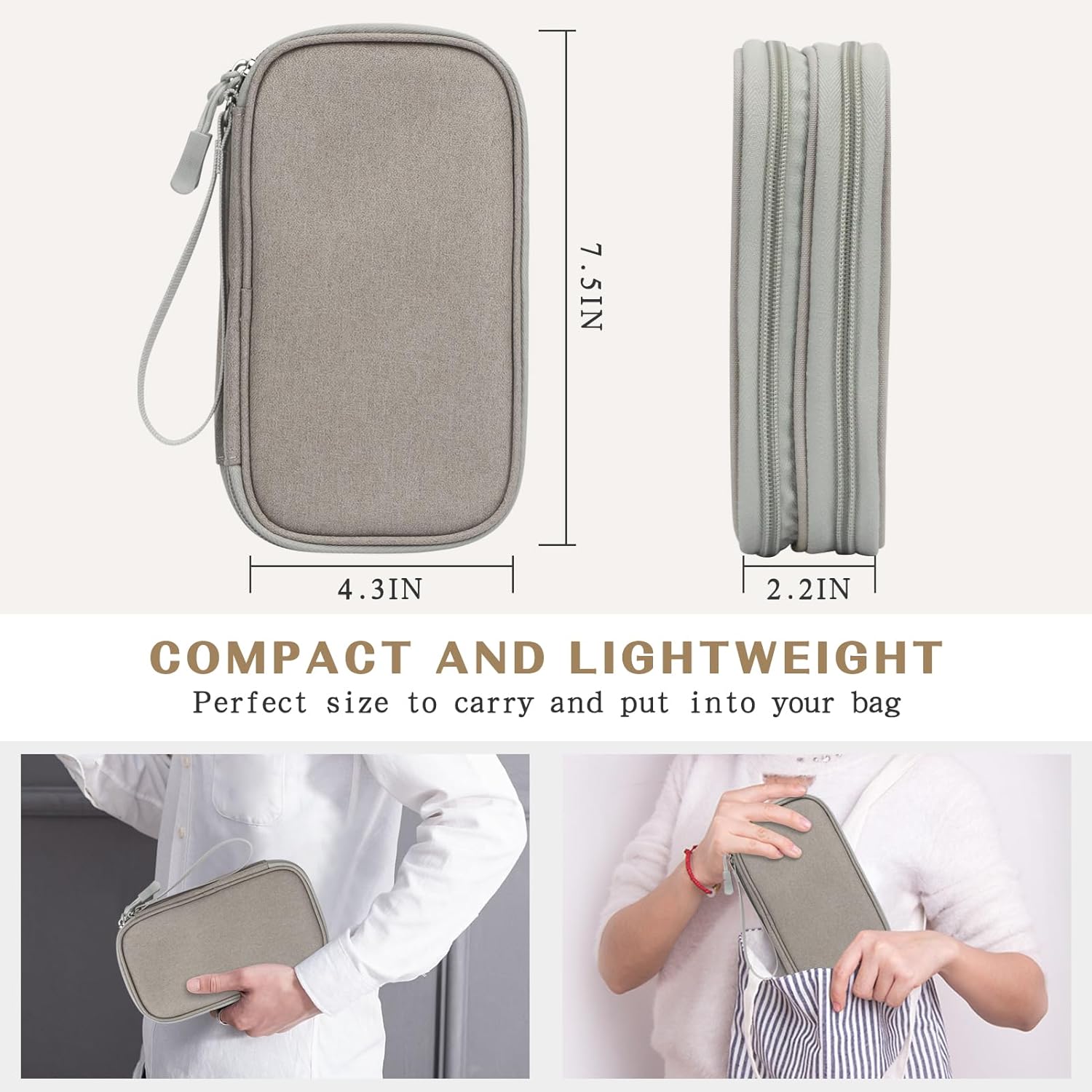FYY Organizador electrónico, organizador de cables de viaje, bolsa de transporte para accesorios electrónicos, portátil, impermeable, doble capa,