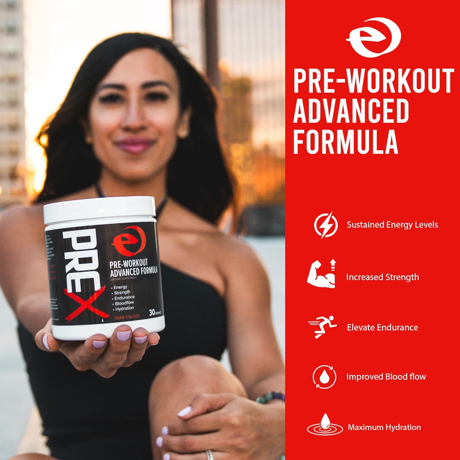 Elevated PREX – Fórmula avanzada para antes del entrenamiento, energía, fuerza, resistencia, flujo sanguíneo, hidratación, suplemento en polvo para