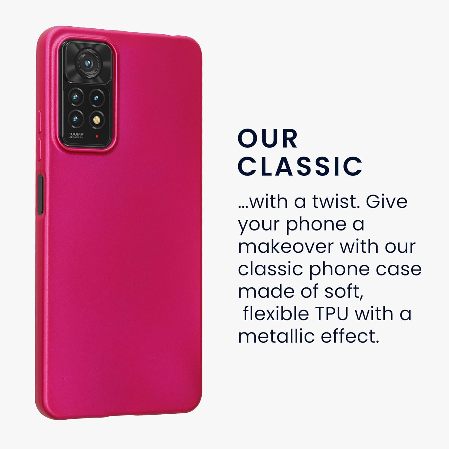 kwmobile Funda compatible con Xiaomi Redmi Note 11 ProNote 11 Pro (5G)  Note 12 Pro (4G) – Funda de silicona TPU metálica suave y delgada – Rosa