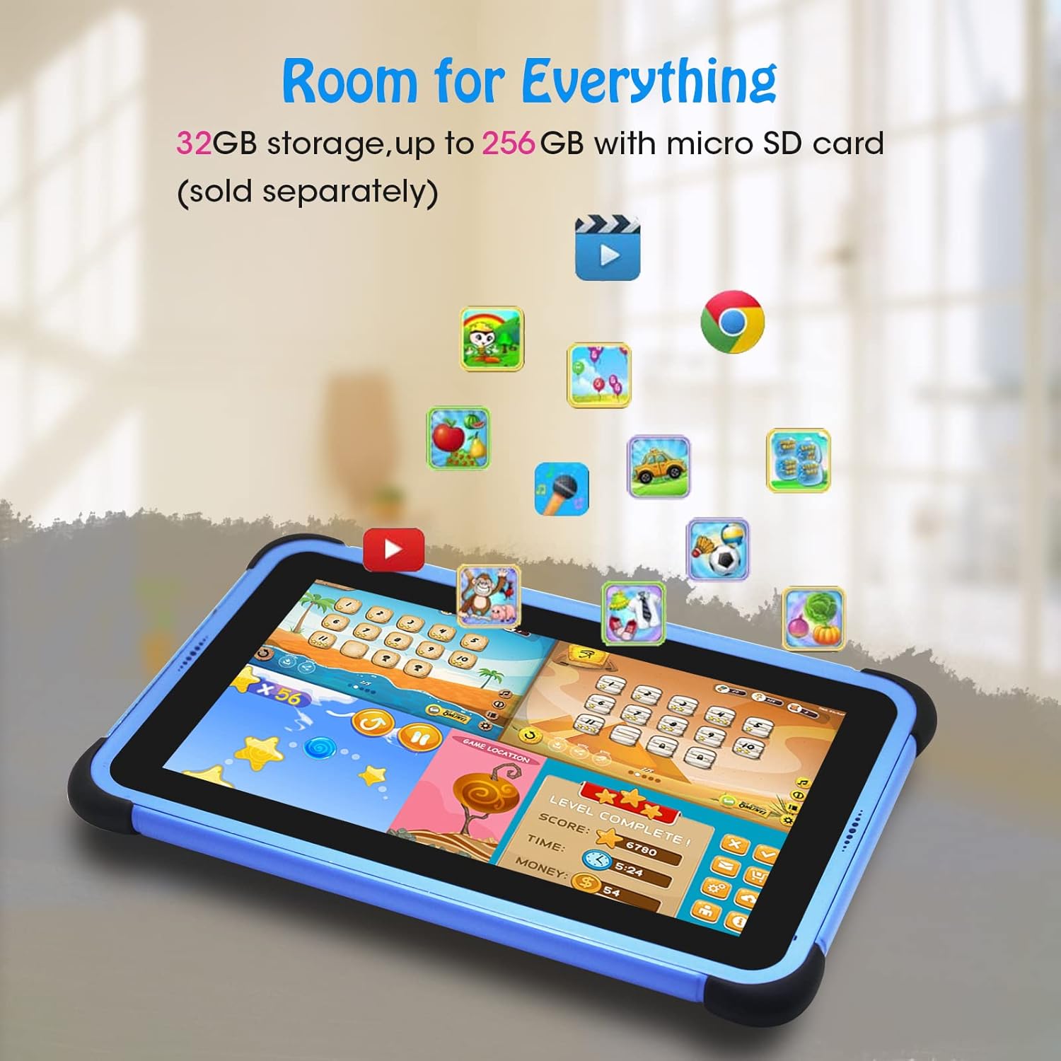 CWOWDEFU Tablet infantil de 7 pulgadas, tableta Android WiFi para niños, pantalla IPS HD, 2 GB de RAM 32 GB ROM TF hasta 128 GB, 2 MP+5 MP, control