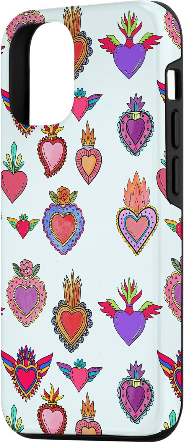 Funda para iPhone 14 Latinas Milagros con corazones de lata para regalo de acuarela