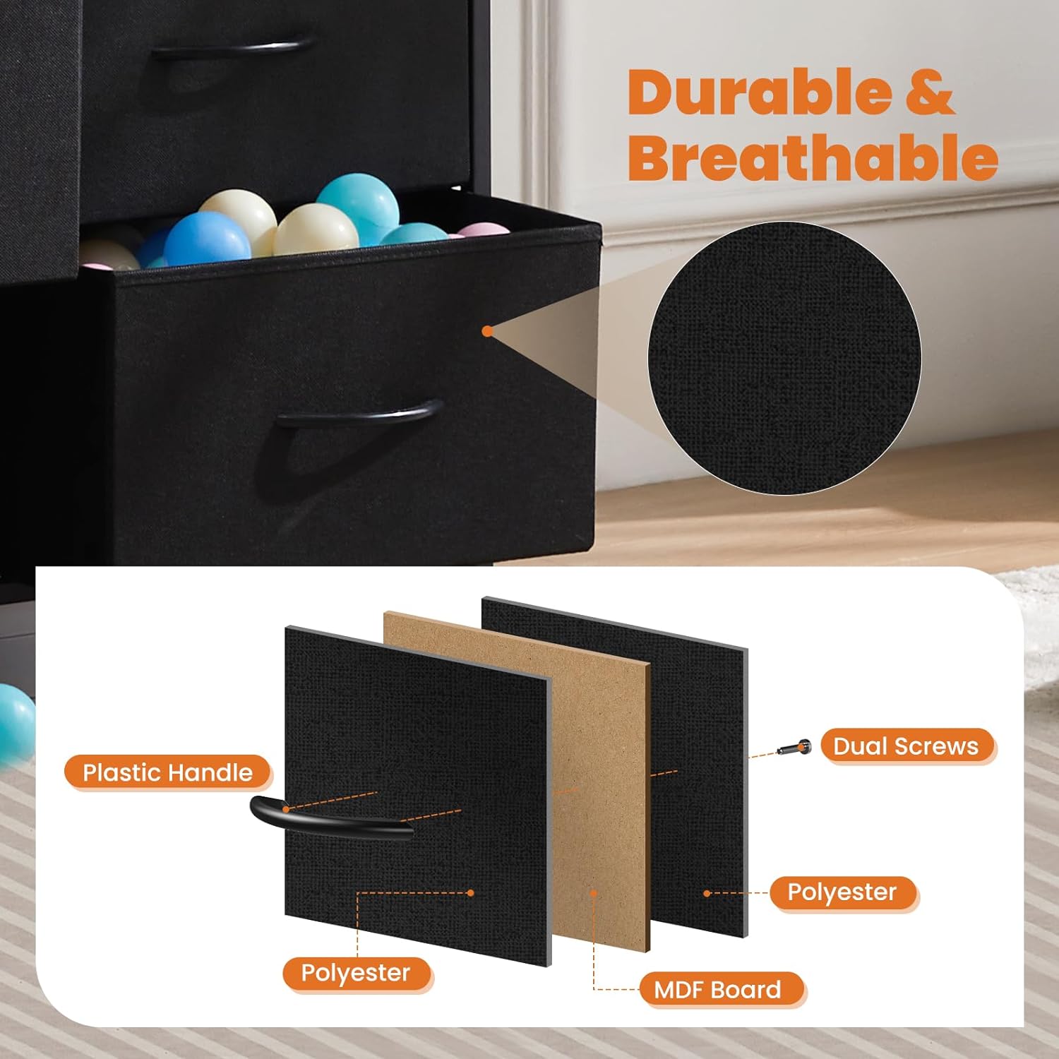 Sweetcrispy Cómoda de 8 cajones para dormitorio, muebles de habitación de niños, torre de pecho alto, unidades organizadoras de almacenamiento para