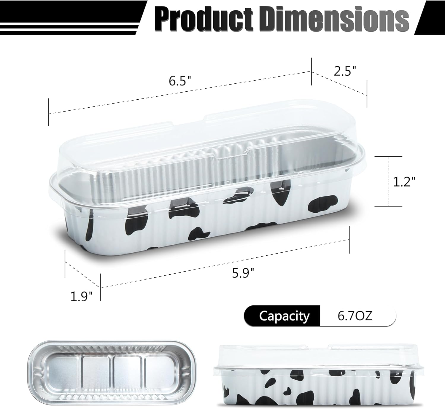 Ramekins desechables para horno, 6.7 onzas, 50 piezas de mini moldes blancos y negros, tazas de pudín, tazas para magdalenas, moldes de aluminio