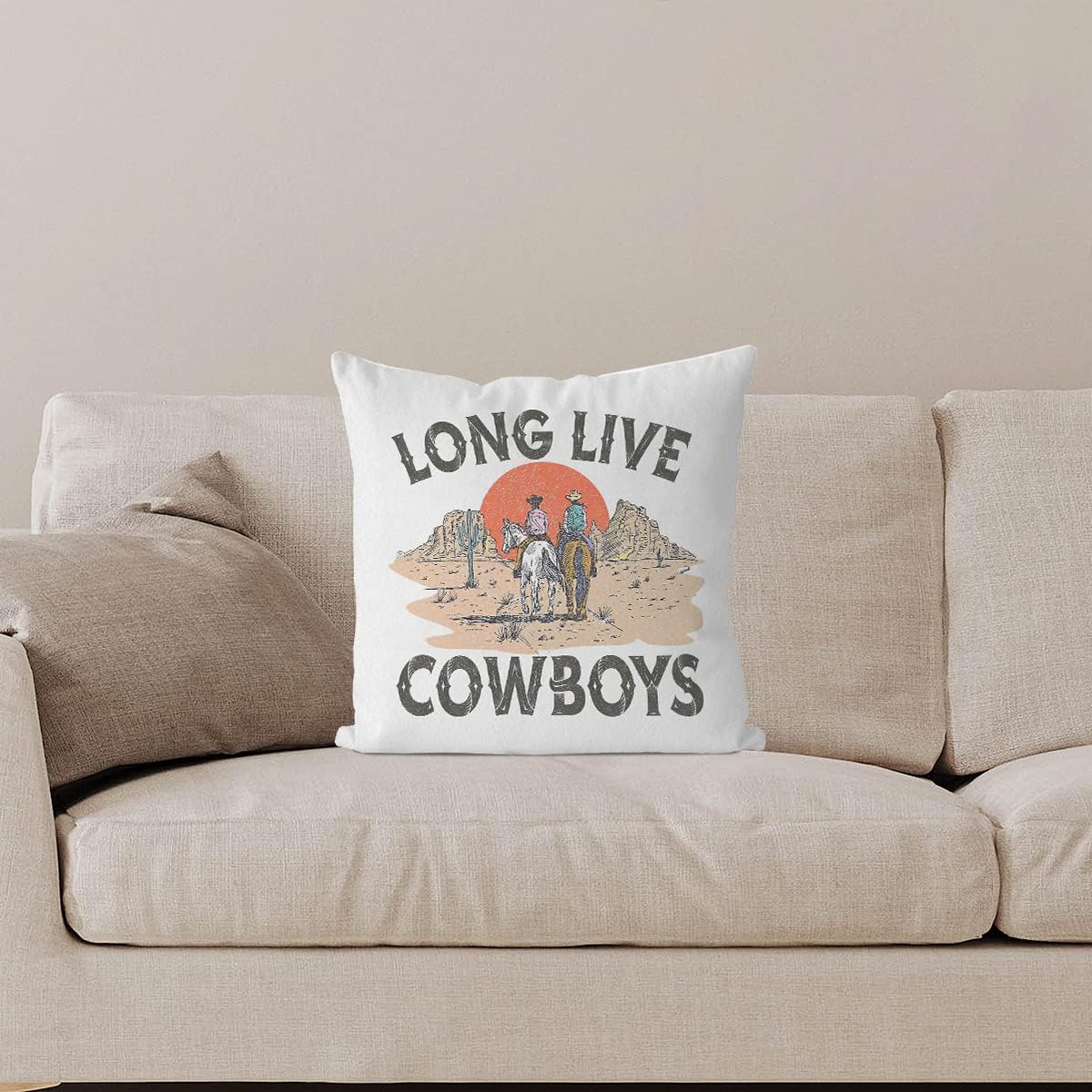 Funda de almohada retro de estilo bohemio occidental de larga vida de vaquero, 18 x 18 pulgadas, funda de almohada retro de vaquero occidental para