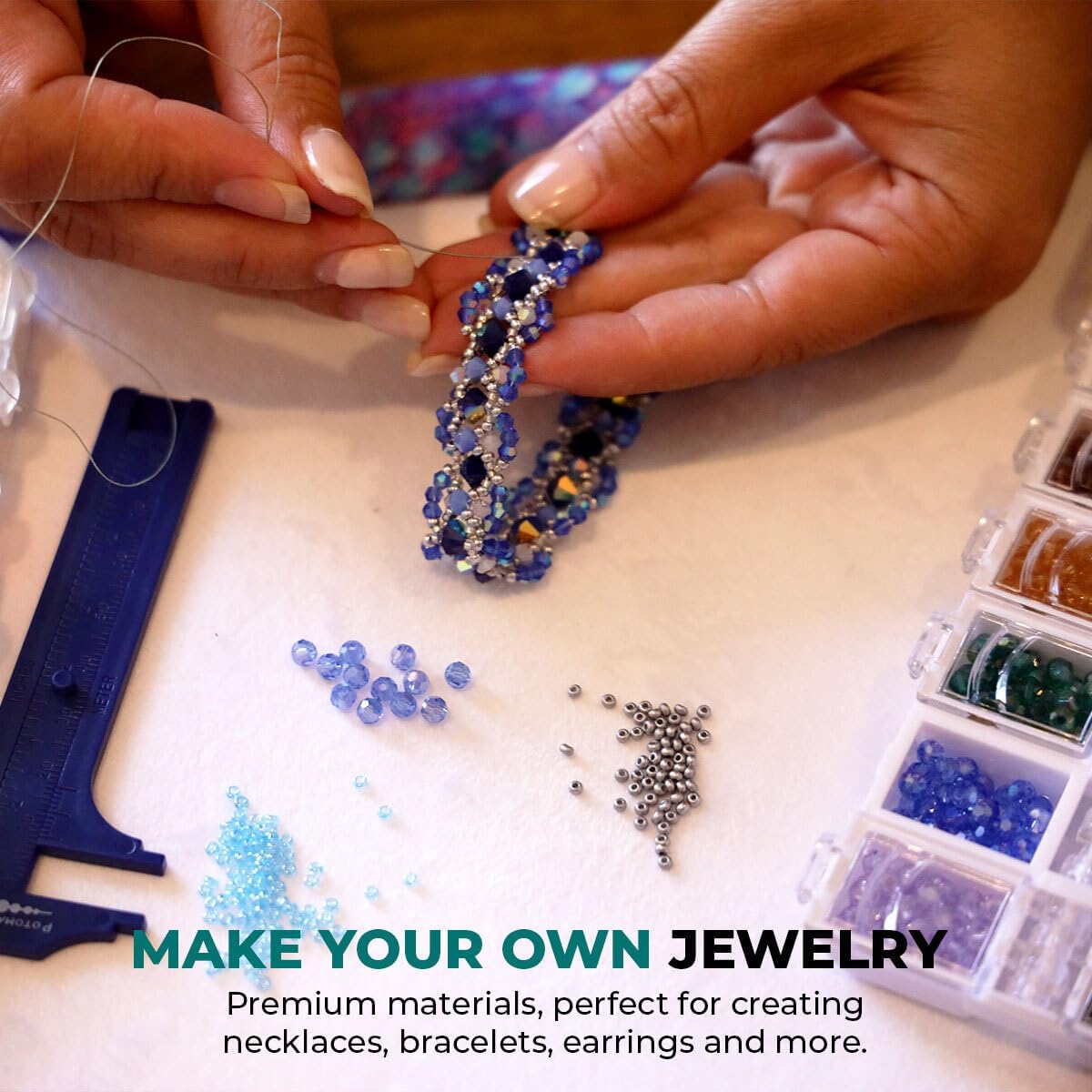 Kit de fabricación de joyas con cuentas más de 18,000 pulseras, collares y pendientes, crea joyas de bricolaje, todos los materiales esenciales para