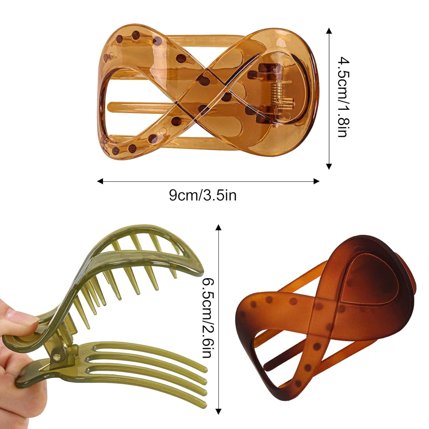 8 pinzas para el cabello planas French Concord, pinza de pelo curvada de cocodrilo de 3.35 pulgadas para cabello grueso y delgado, antideslizante