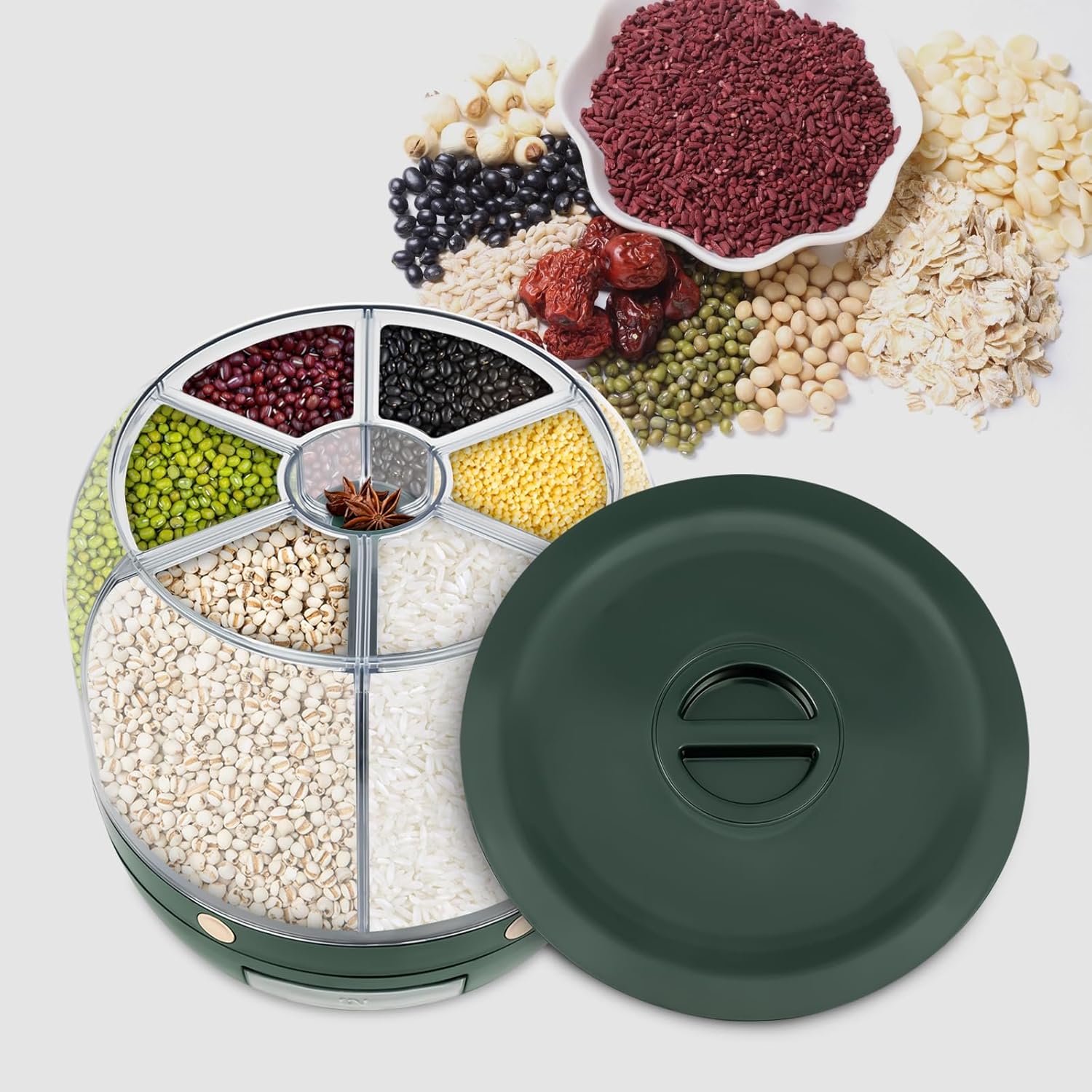 Tanque grande multigrano, Dispensador de grano seco de arroz de 6 compartimentos, Contenedor de almacenamiento de pellets de alimentos Tanque de