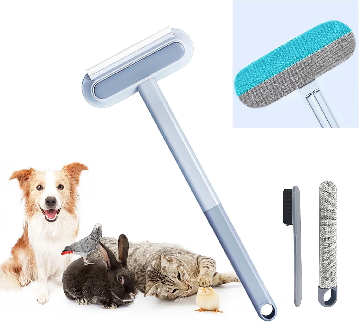 Cepillo removedor de pelo de mascotas, reutilizable, removedor de pelo de gatos y perros, herramienta portátil profesional para quitar pelo de
