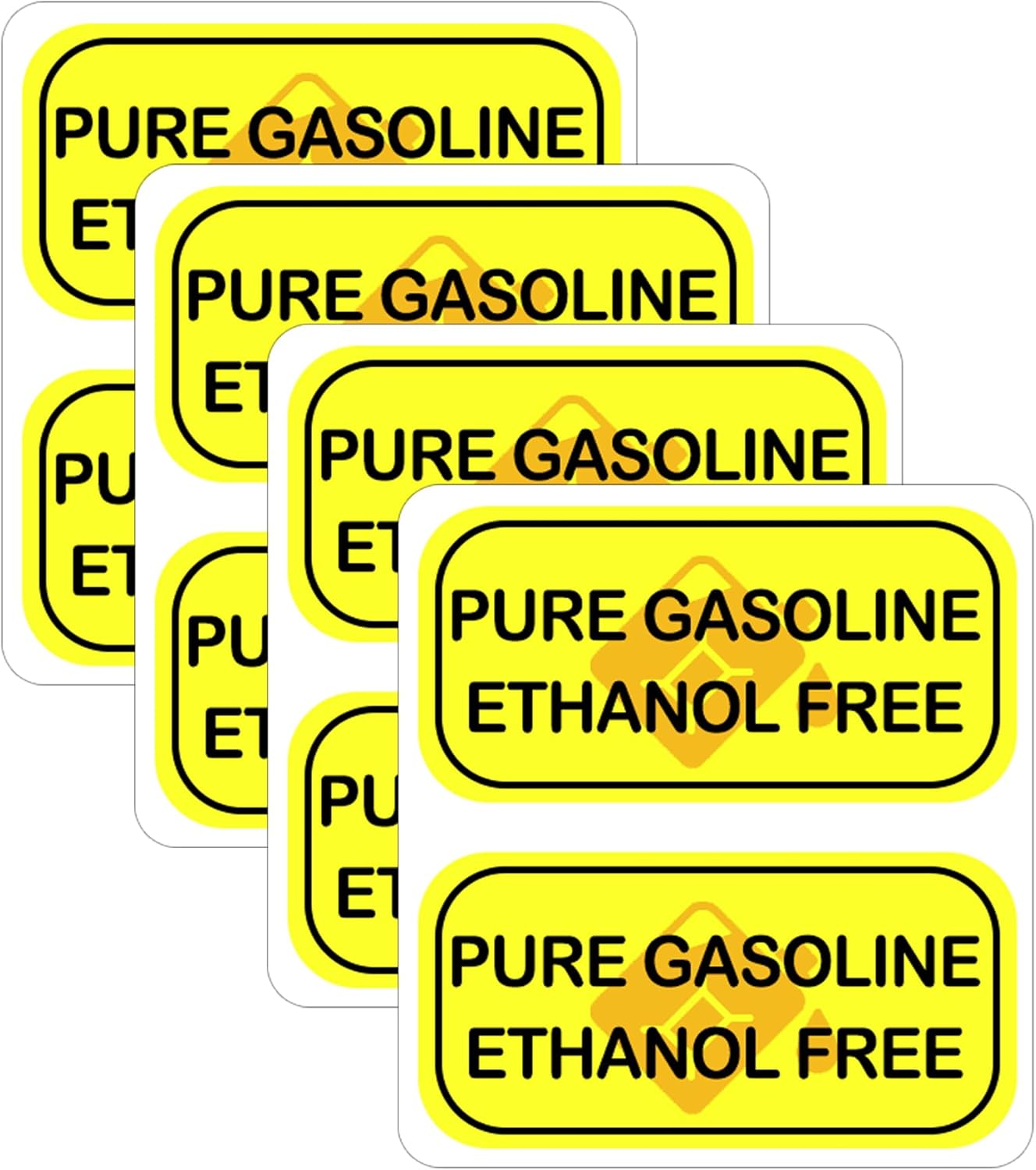 Adhesivo sin etanol, sin gasolina pura, sin etanol, 2 x 4 pulgadas, etiquetas para latas de gasolina, etiquetas para gasolineras, 8 unidades