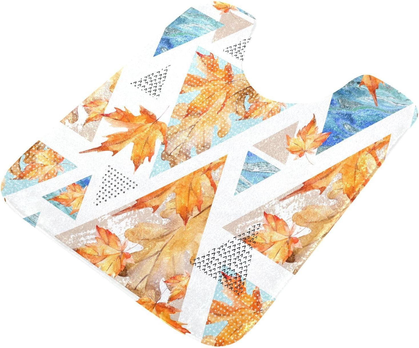 Bathroom Rugs Sets 2 Piece 24×16+24×20 Inch,Soft U-Shaped Contour Toilet Rug Abstract Autumn Geometric Non-Slip Absorbent Bath Floor Mat Carpet Set