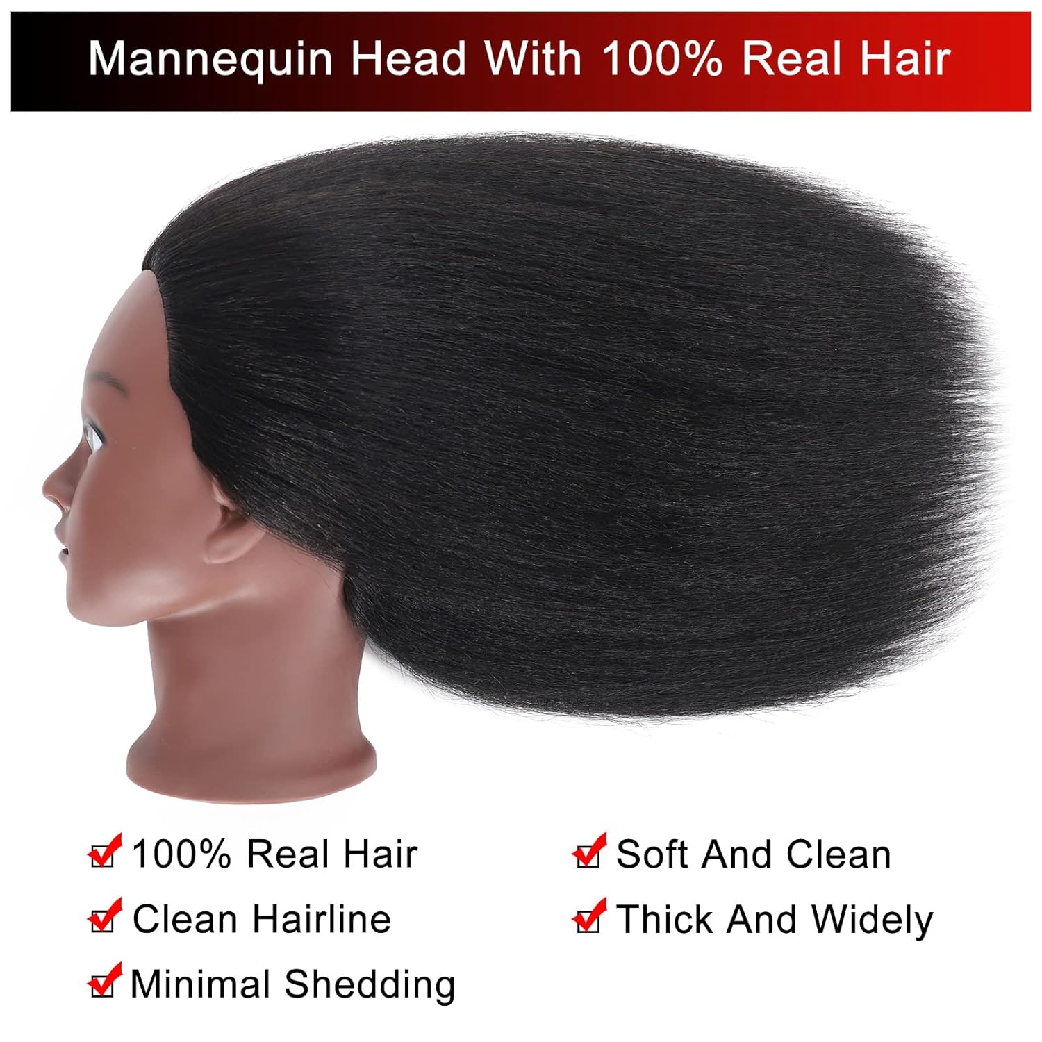 Maniquí de cabello 100% real, cabeza de entrenamiento, maniquí de cosmetología, cabeza de muñeca para peluquería, práctica de peluquería, trenzado,