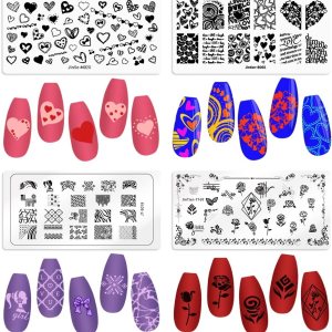 4 unidades de placas de estampado de uñas de San Valentín, plantillas de arte de uñas, plantillas de palabras dulces, juego de sellos de uñas, 4 unidades de placas de estampado de uñas de San Valentín, plantillas de arte de uñas, plantillas de palabras dulces, juego de sellos de uñas,