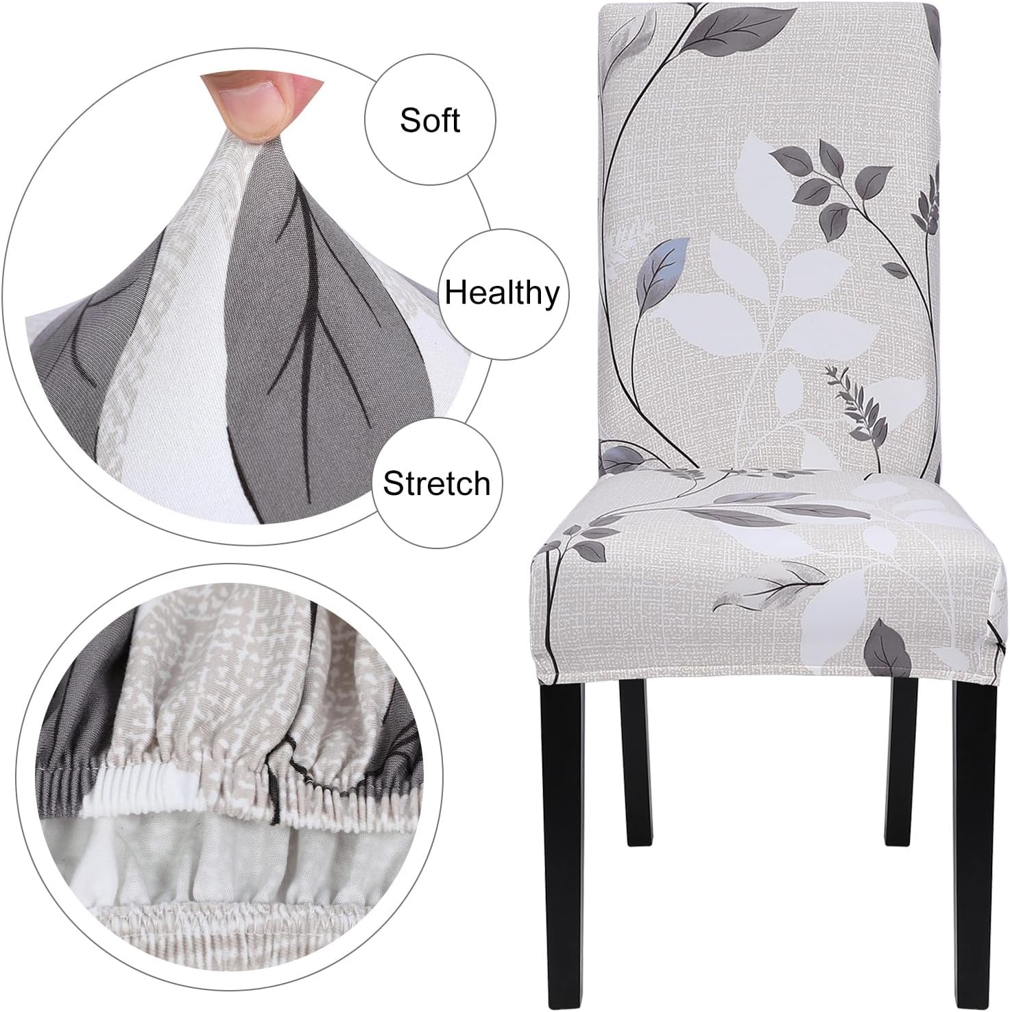 SearchI Juego de 4 fundas estampadas para sillas de comedor, fundas elásticas para sillas de cocina, lavables, fundas protectoras extraíbles para
