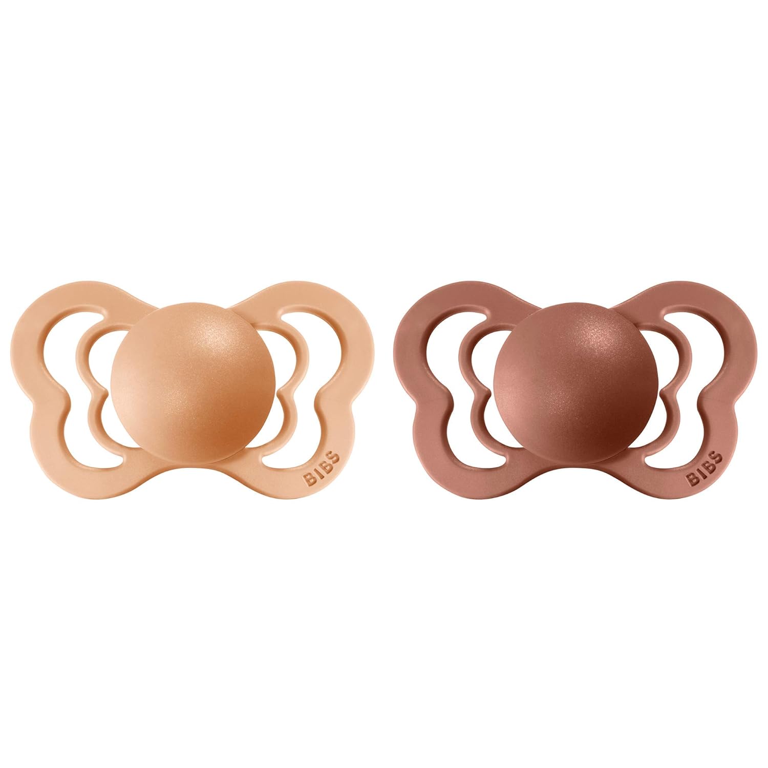 BIBS Couture – Paquete de 2 chupetes para bebé, fabricados en Dinamarca, chupete simulado sin BPA, pezón anatómico. látex de goma natural, tamaño 2