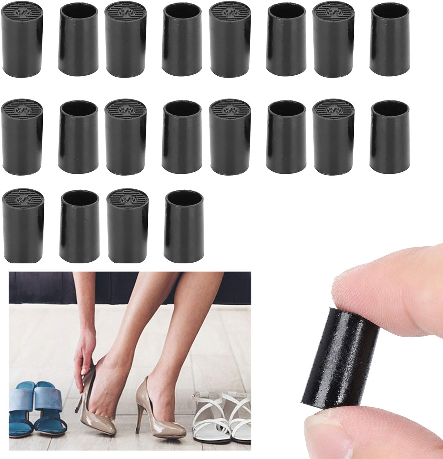Puntas rápidas para el talón, color negro con una capa extra de poliuretano para reparar el talón, 10 pares de fiestas antideslizantes para