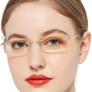 OCCI CHIARI Gafas de lectura 2.5 bloqueador de luz azul para mujeres lector de moda con bisagra de resorte de metal sin marco de titanio 1.0 1.25 OCCI CHIARI Gafas de lectura 2.5 bloqueador de luz azul para mujeres lector de moda con bisagra de resorte de metal sin marco de titanio 1.0 1.25