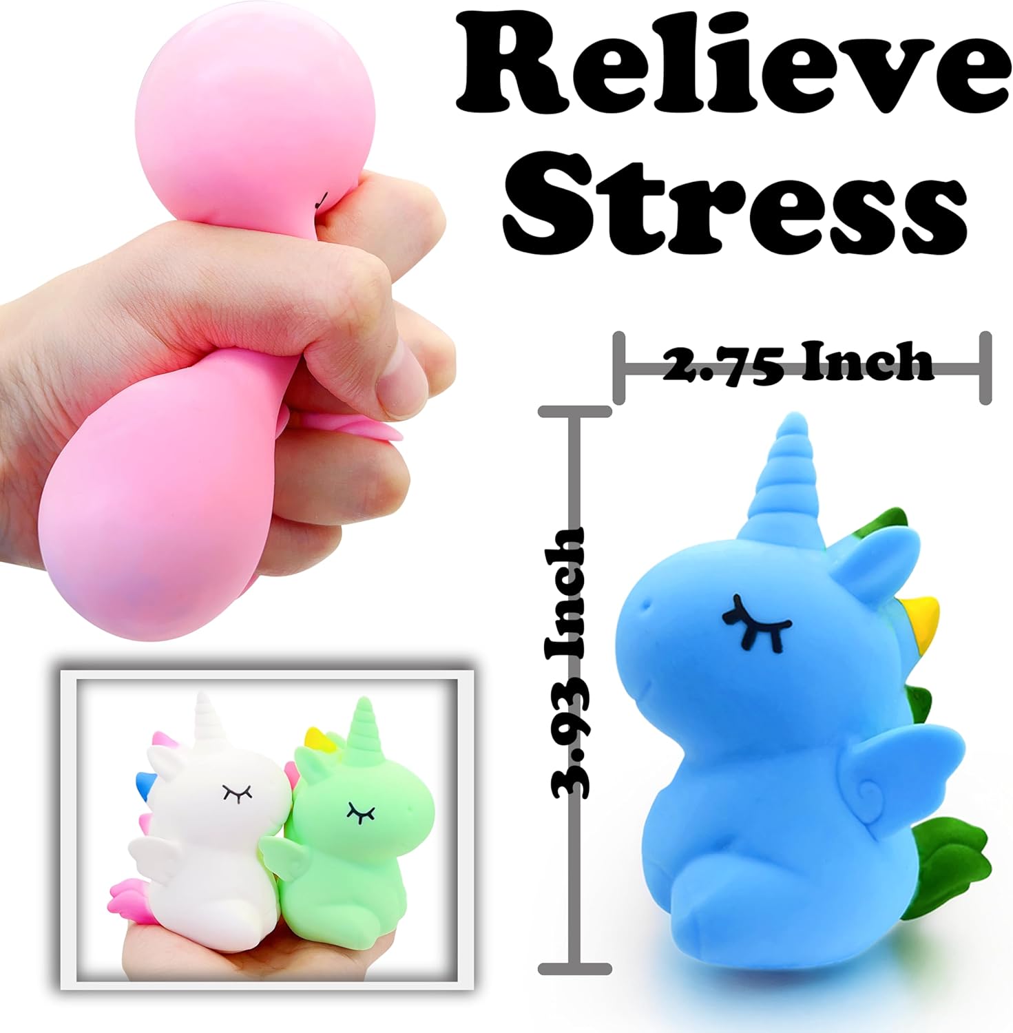 Pelotas antiestrés de unicornio para niños y adultos (color 1aleatorio) juguetes sensoriales para niñas, bola de masa para el estrés, juguetes para