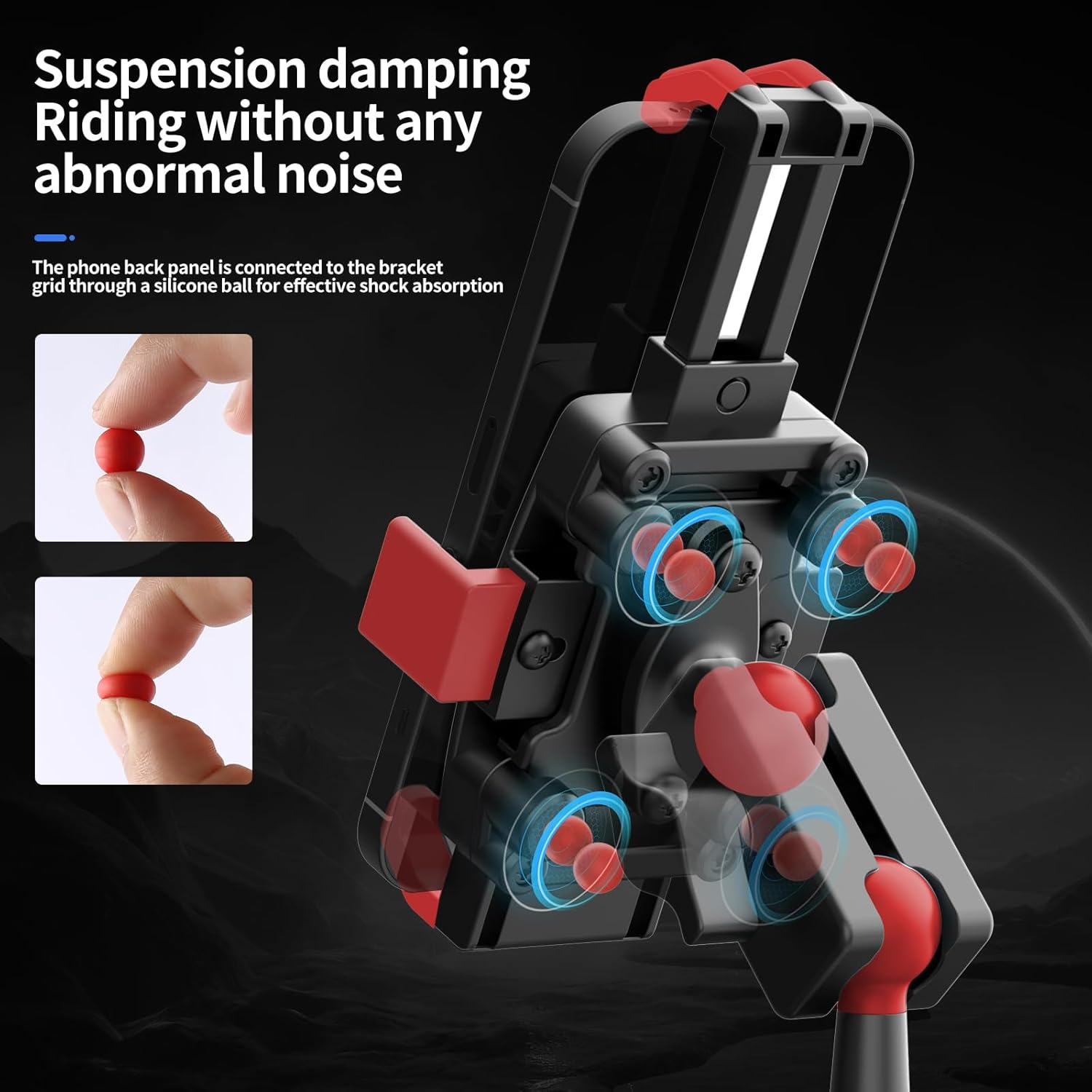 Soporte de teléfono para motocicleta con amortiguador de vibraciones, soporte de teléfono de motocicleta de 360 para 4.7″-7.1″, nailon súper estable