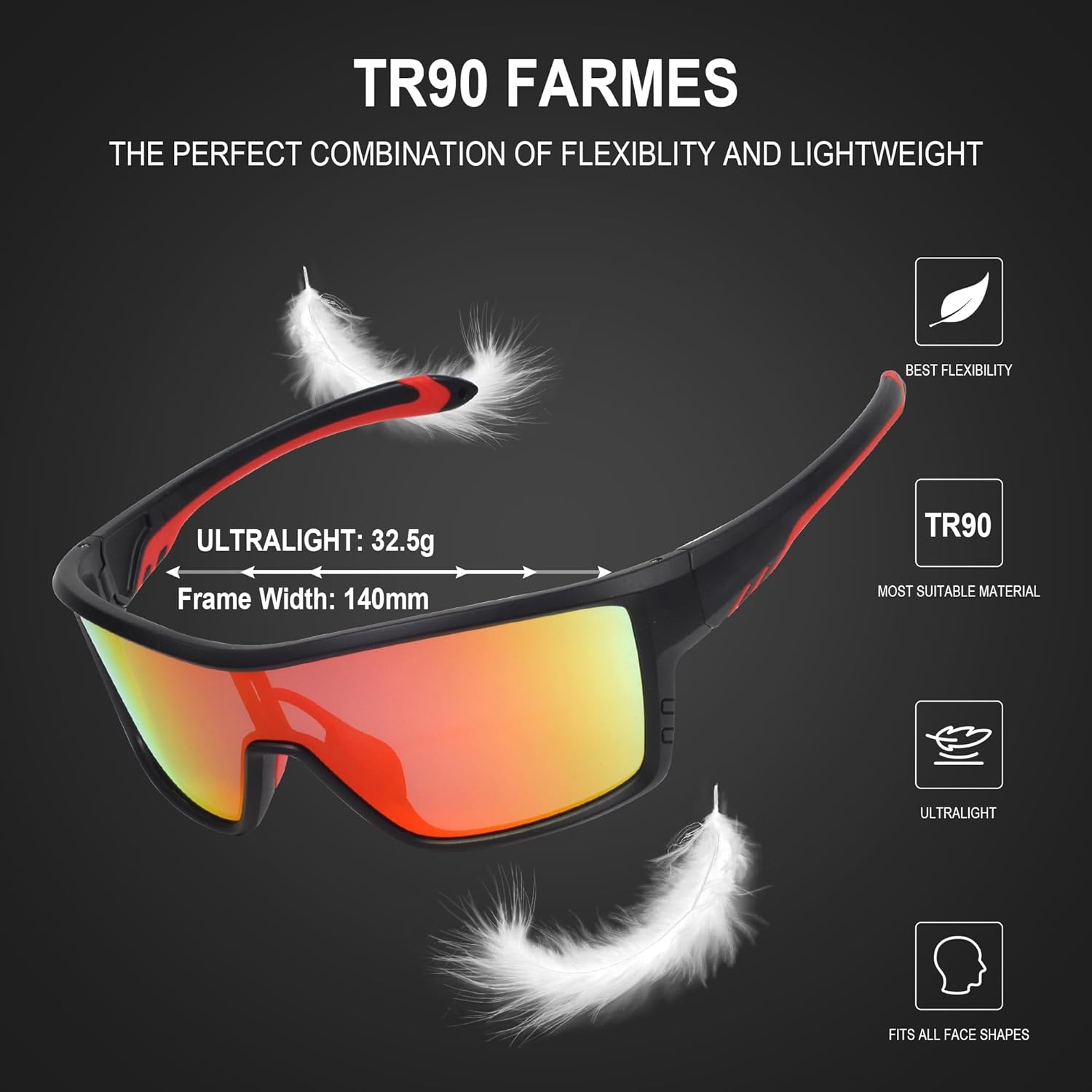 OYS VISION Gafas de sol de ciclismo para hombres y mujeres, deportes al aire libre, correr, ciclismo, pesca, conducción