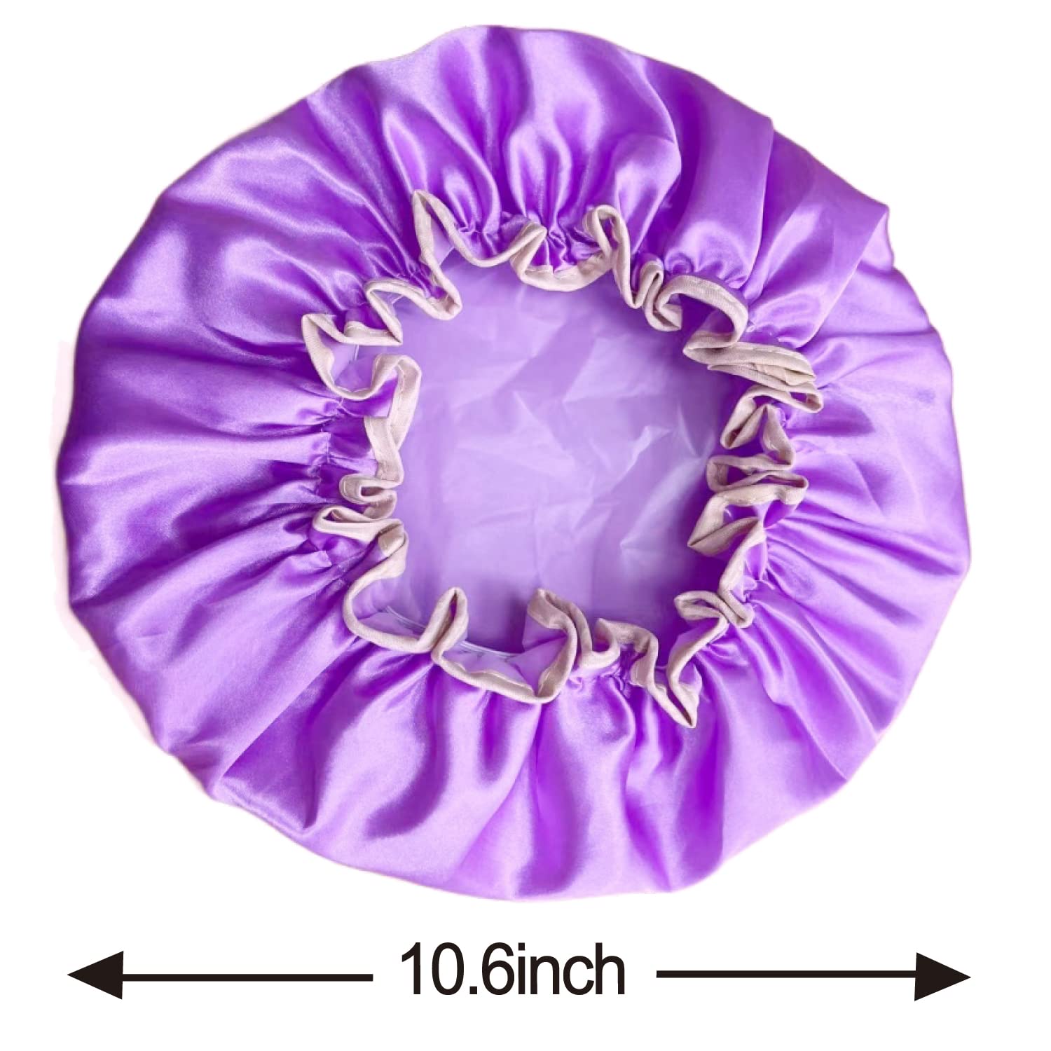 Gorros de ducha para mujer, 3 unidades, impermeables, de plástico, reutilizables, con estilo, de satén, doble capa, elástico, para mujeres, niñas,