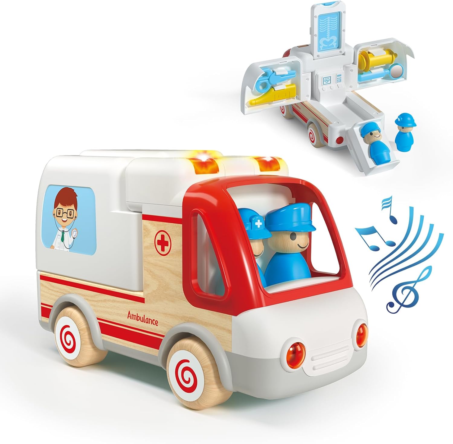 Juguetes de autos para niños de 2, 3, 4, 5 años, camión de ambulancia con sonido y luz, juguete de aprendizaje temprano, vehículos de plástico y