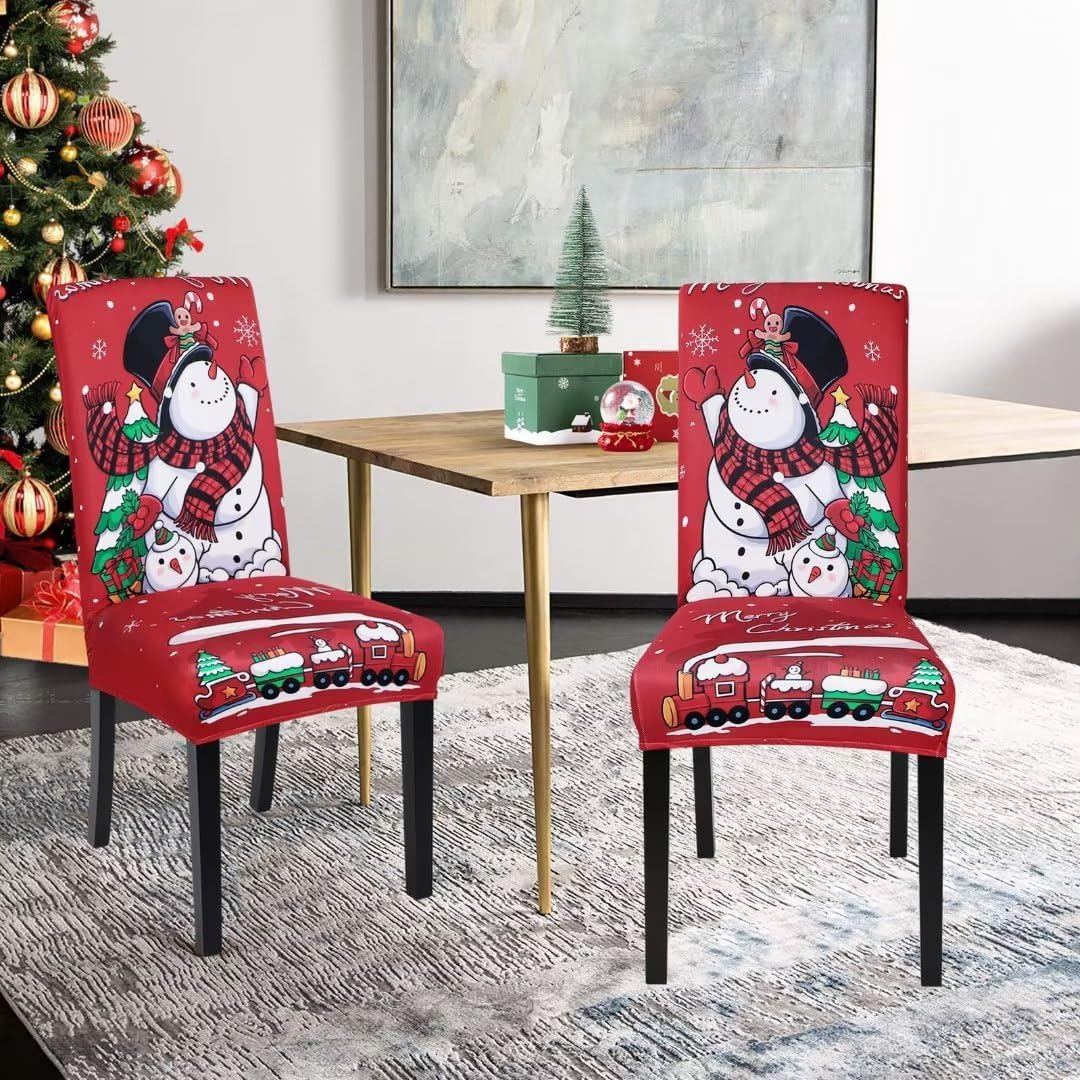 SearchI Juego de 6 fundas para sillas de comedor navideñas, fundas elásticas para sillas Parsons, protectores de asiento lavables de elastano para