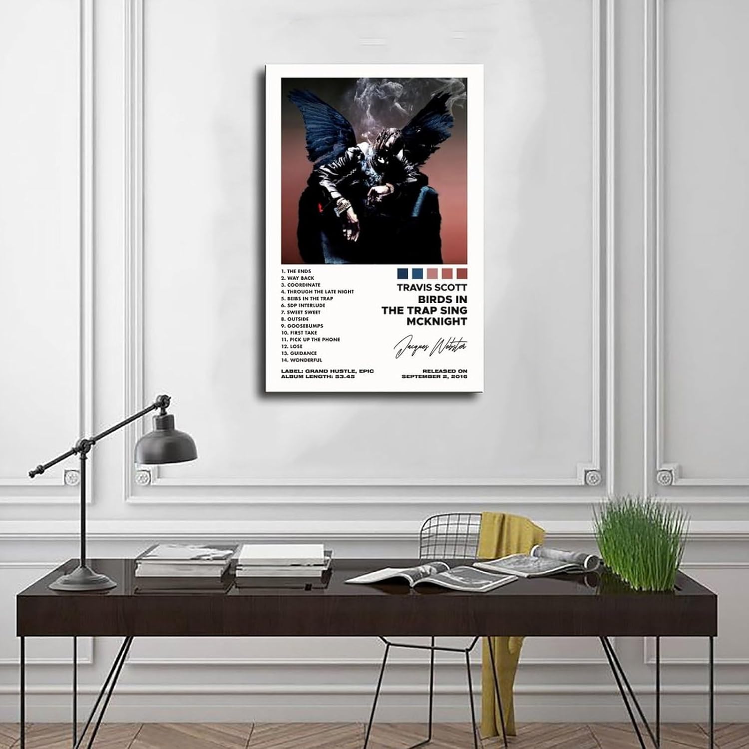 Póster de Travis Scott Limited (1) Póster en lienzo con texto en inglés “Birds In The Trap Sing McKnight” (1) póster en lienzo para decoración de