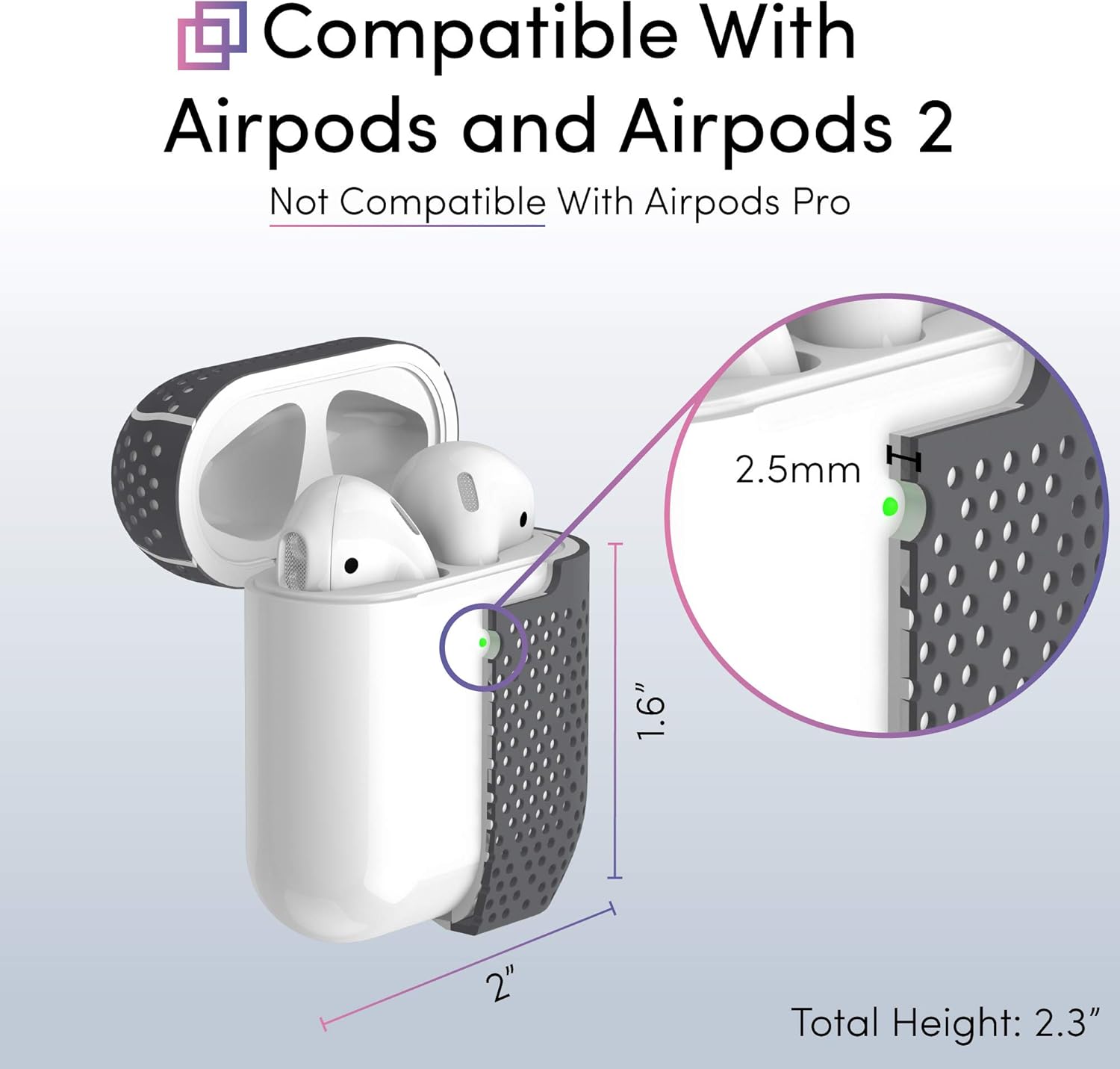 TalkWorks Funda para AirPods con llavero  Funda protectora de silicona dura para AirPods, con clip, mosquetón, carga inalámbrica, compatible con