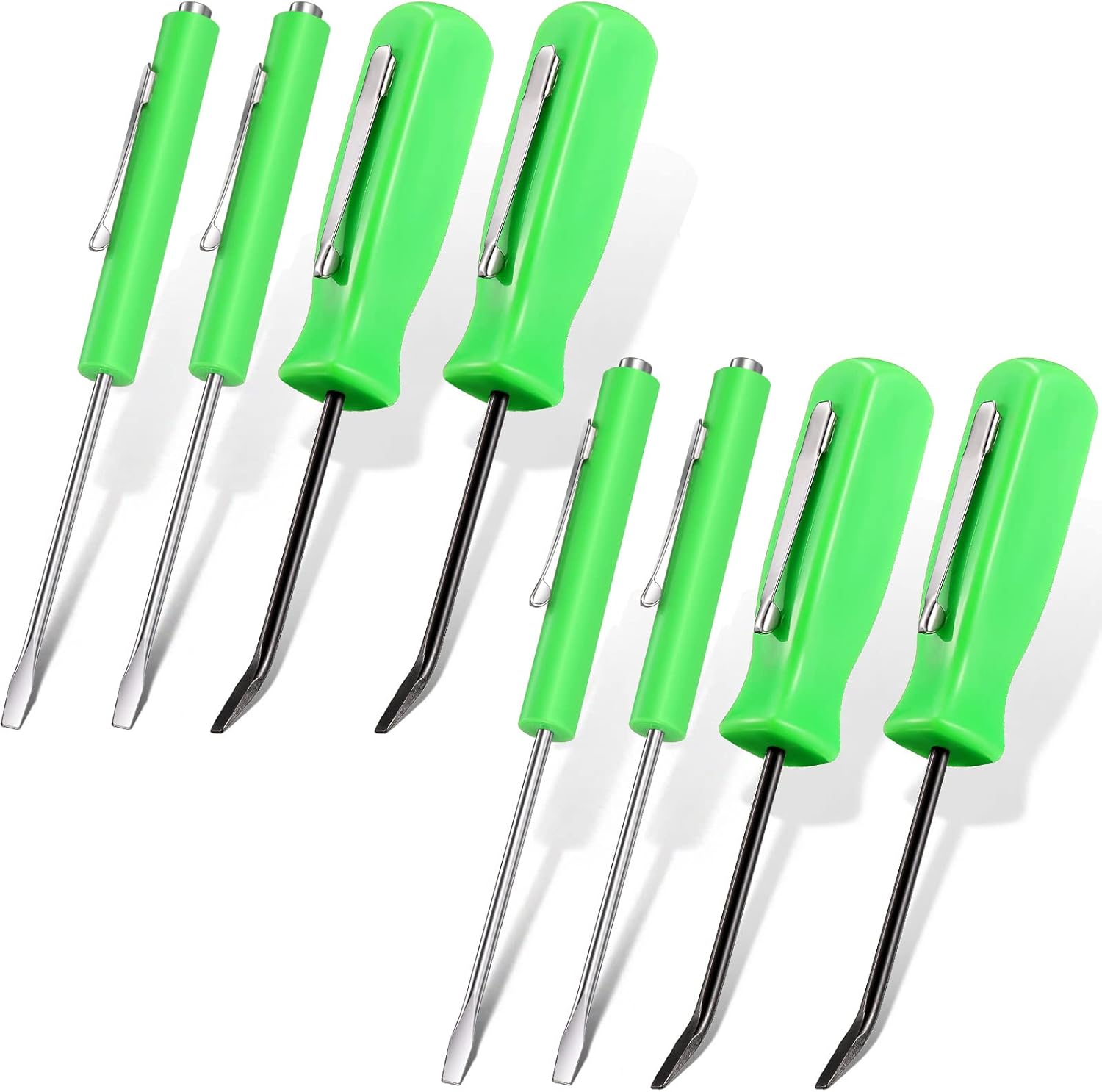 Zhehao Juego de 8 destornilladores magnéticos de bolsillo, mini destornillador magnético de cabeza ranurada con barra de palanca, clips de bolsillo
