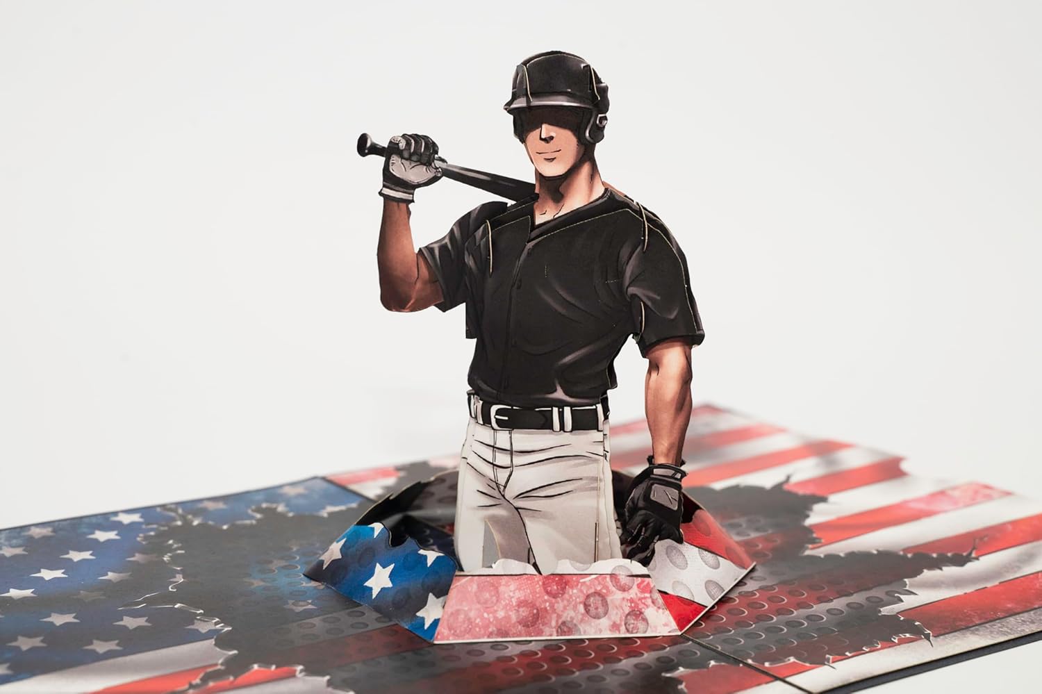 PQDGlobal Tarjeta emergente 3D de jugador de béisbol, arte de papel y artesanía, tarjeta de felicitación, cumpleaños, aniversario, Navidad, tarjeta