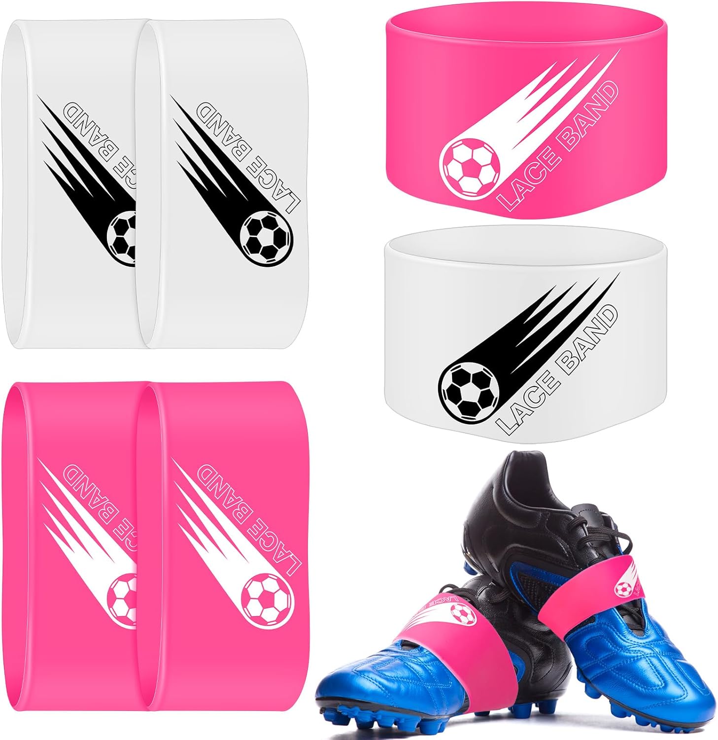 Patelai 4 piezas de taco de fútbol cubierta de encaje para zapatos de fútbol, cubierta de zapatos de fútbol, bandas de tacos de fútbol para jóvenes