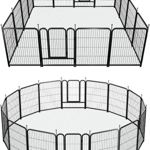 Corralito para perros, 16 paneles de 32 pulgadas de altura, corralito de metal resistente con estacas para perros pequeños y medianos, fácil de Corralito para perros, 16 paneles de 32 pulgadas de altura, corralito de metal resistente con estacas para perros pequeños y medianos, fácil de