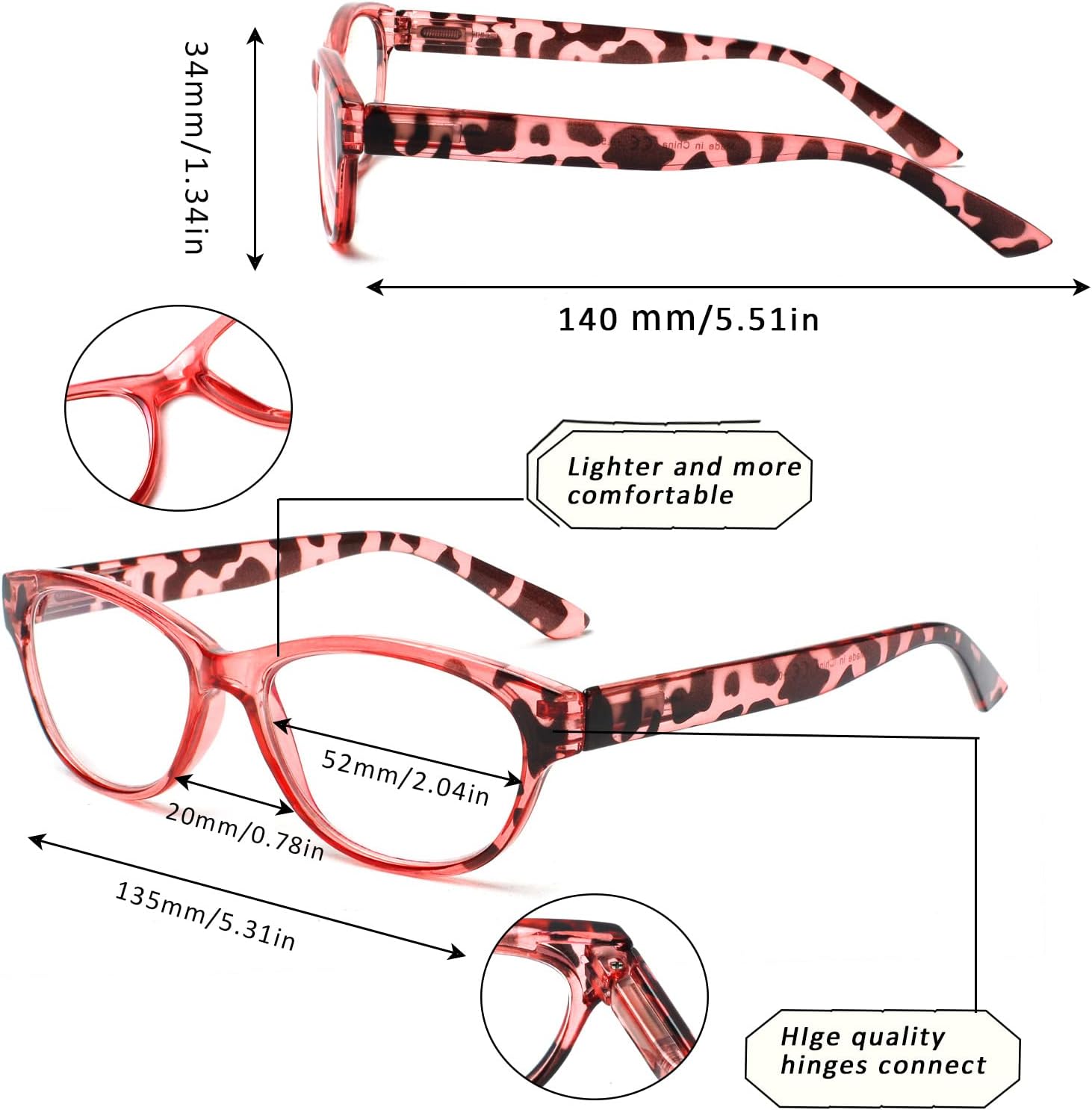 SIGVAN 5 pares de lentes de lectura con diseño de ojo de gato para mujer, con bloqueo de luz azul, bisagra de resorte, estampado de moda para mujer