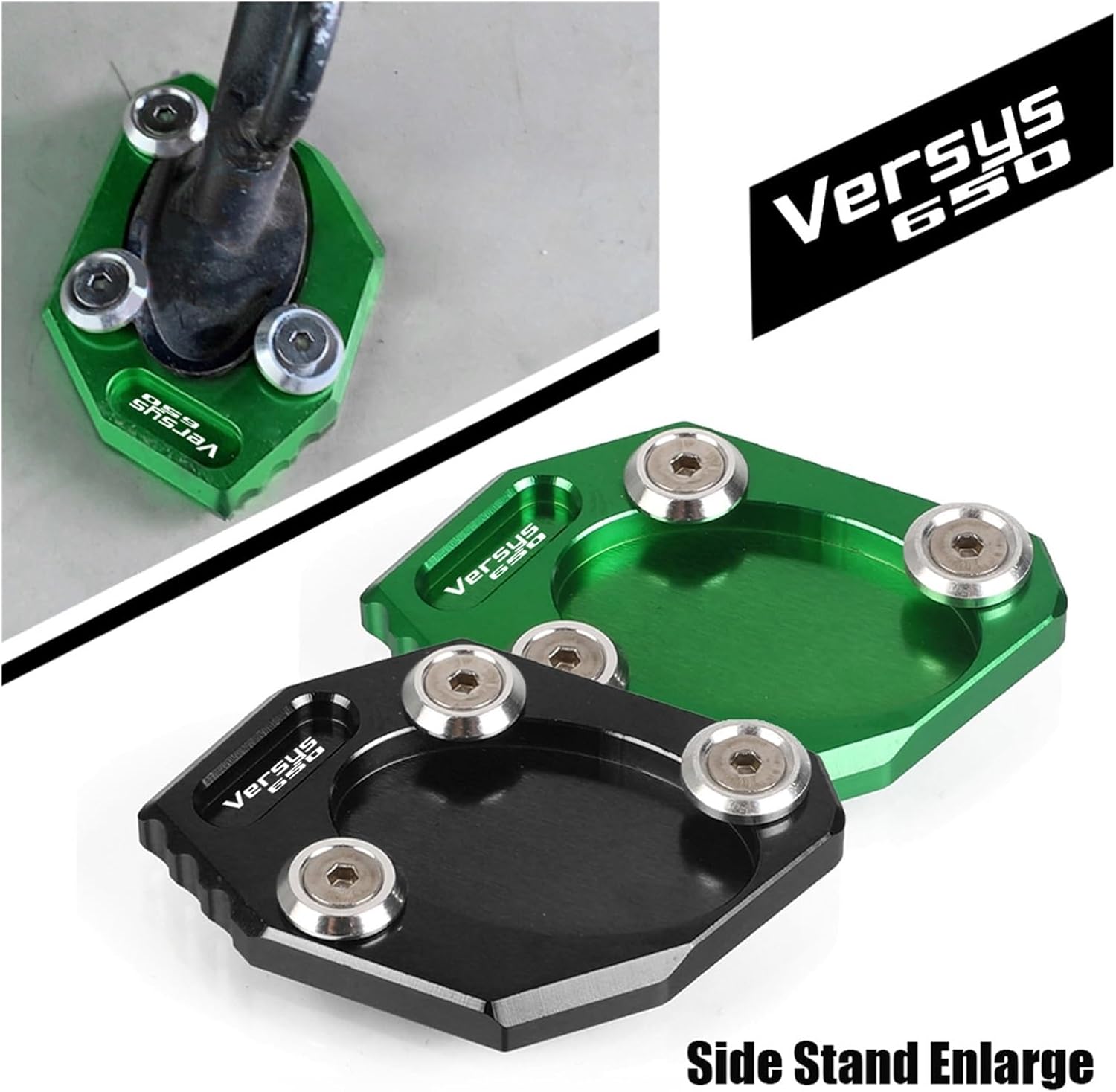 Soporte lateral de aluminio CNC para motocicleta, soporte lateral para ampliar la placa de extensión para Kawasaki Versys 650 2007-2009 (color