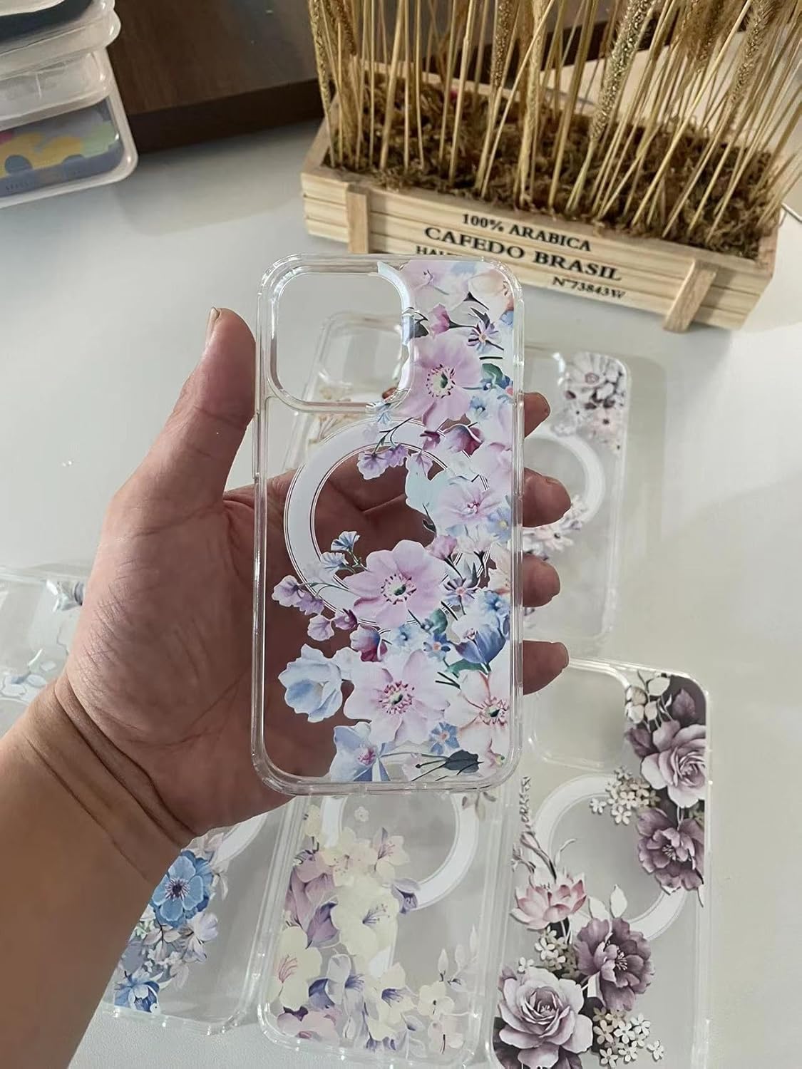 Funda Magsafe para iPhone 13 Pro Max, diseño floral lindo delgado a prueba de golpes protector duro PC+TPU parachoques flor mujeres cubierta