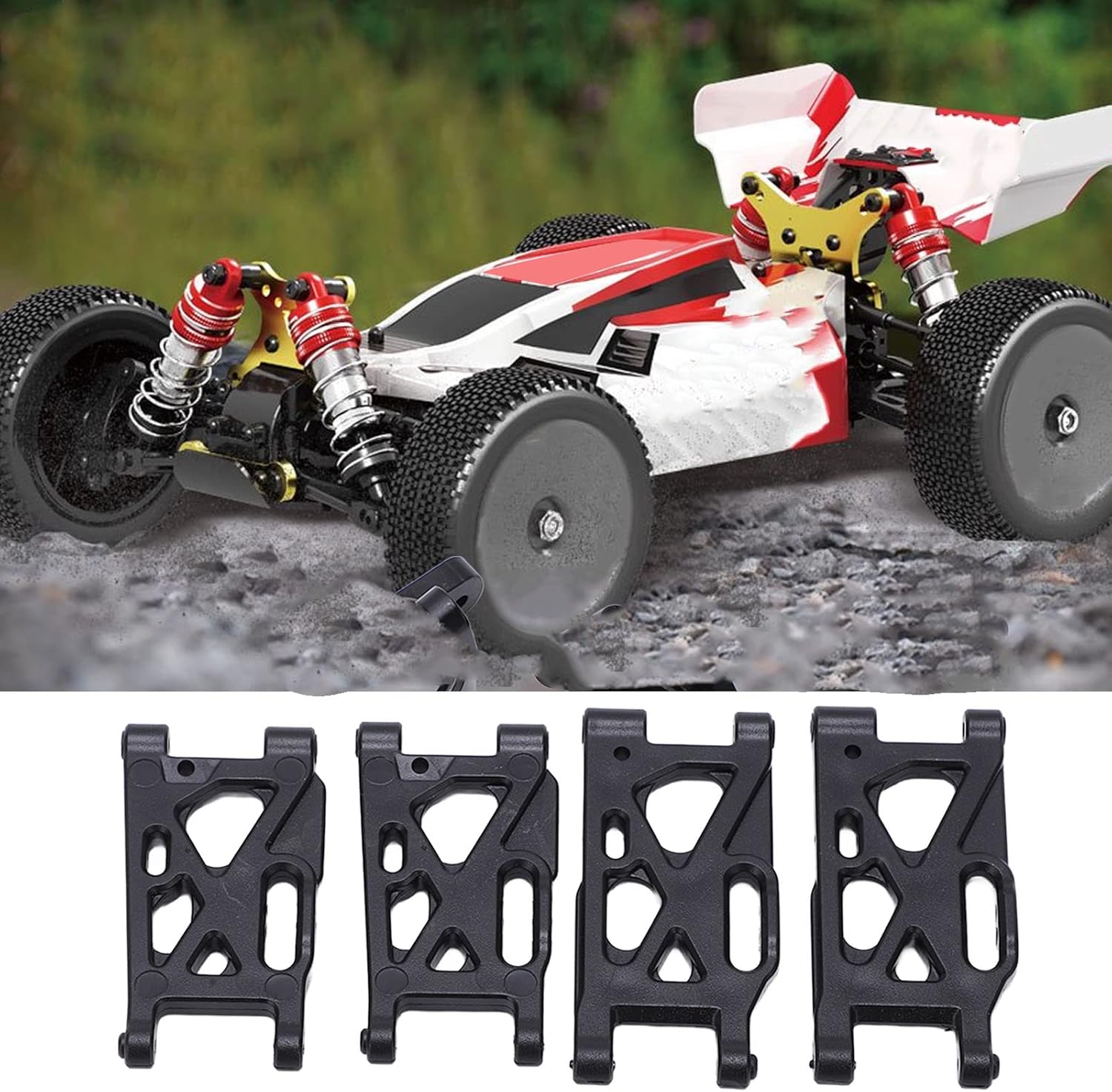VGEBY Brazo de suspensión RC, 4 unids RC brazo oscilante trasero delantero para WLtoys 144001 144002 124019 124018 124017 144010 modelo accesorios