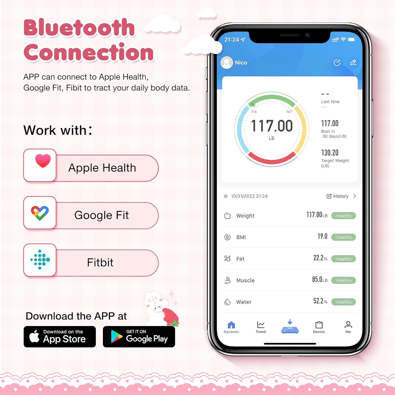 UCTHAT Báscula corporal inteligente digital 3D, báscula de baño con Bluetooth con iOS, aplicación Android, analizador de monitor de composición