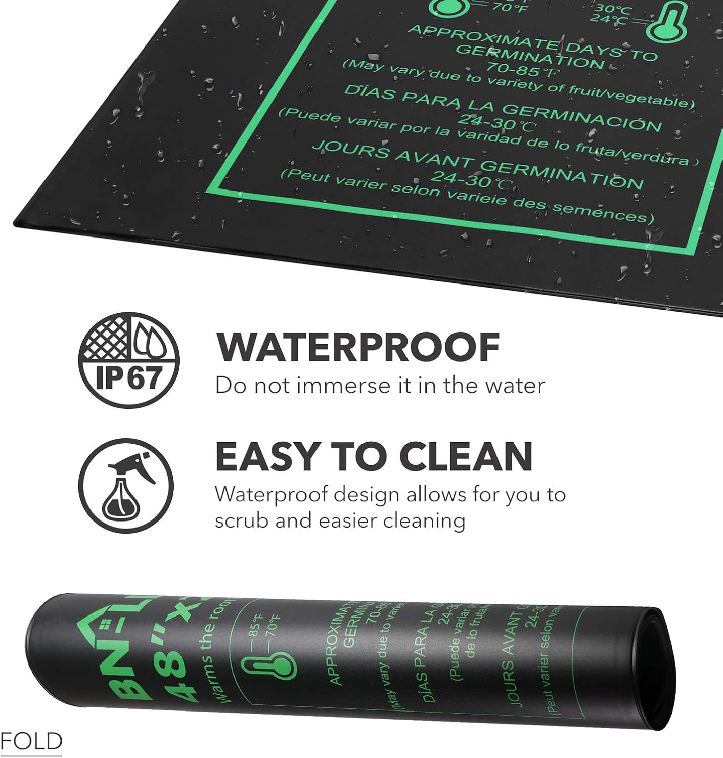 BN-LINK Alfombrilla térmica duradera para plántulas de 48 x 20.75 pulgadas con controlador de termostato digital, impermeable, para inicio de